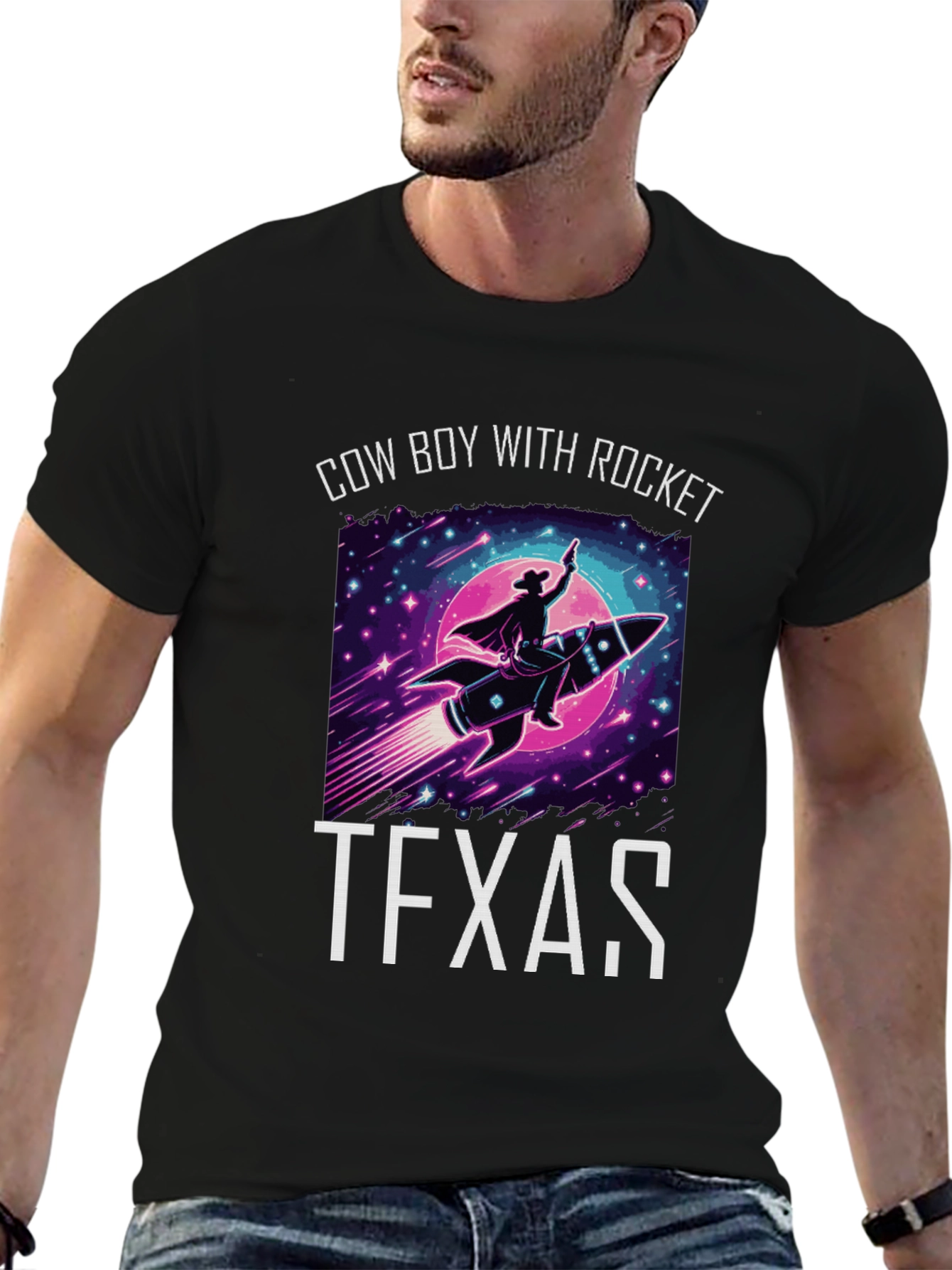 Cowboy with Rocket Texas T-Shirt