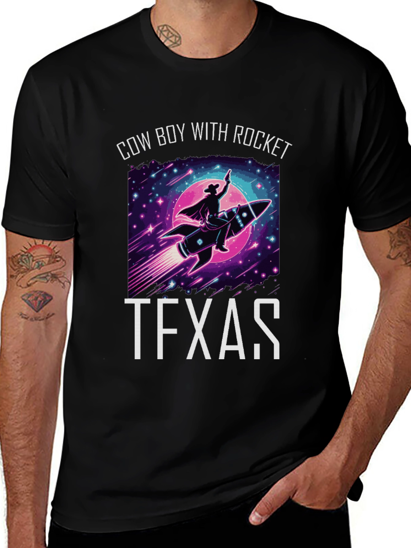 Cowboy with Rocket Texas T-Shirt