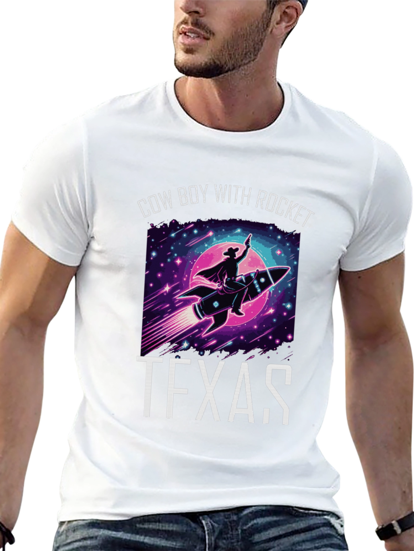 Cowboy with Rocket Texas T-Shirt
