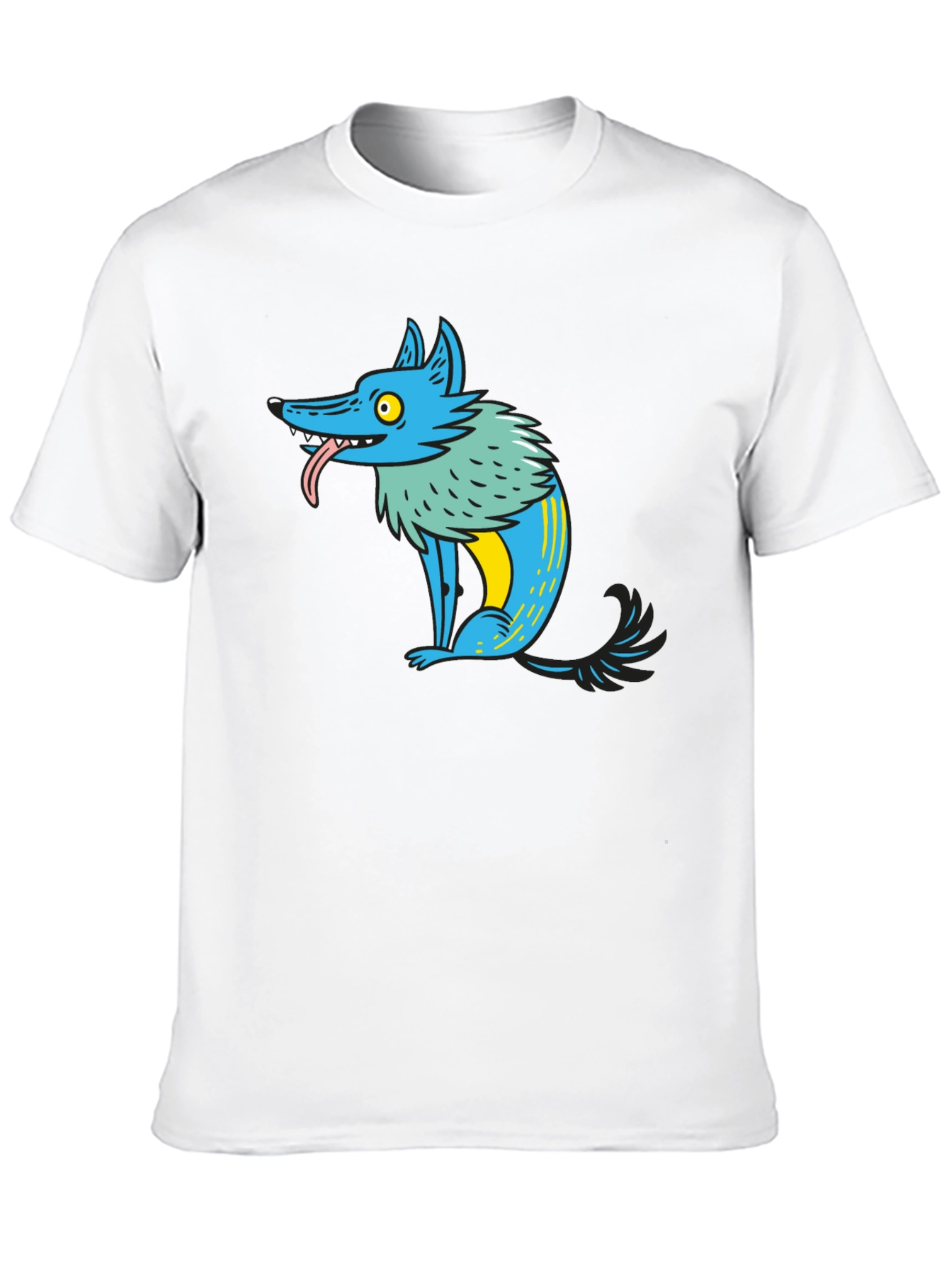 Cartoon Wolf Graphic Tee - Mens Black T-Shirt