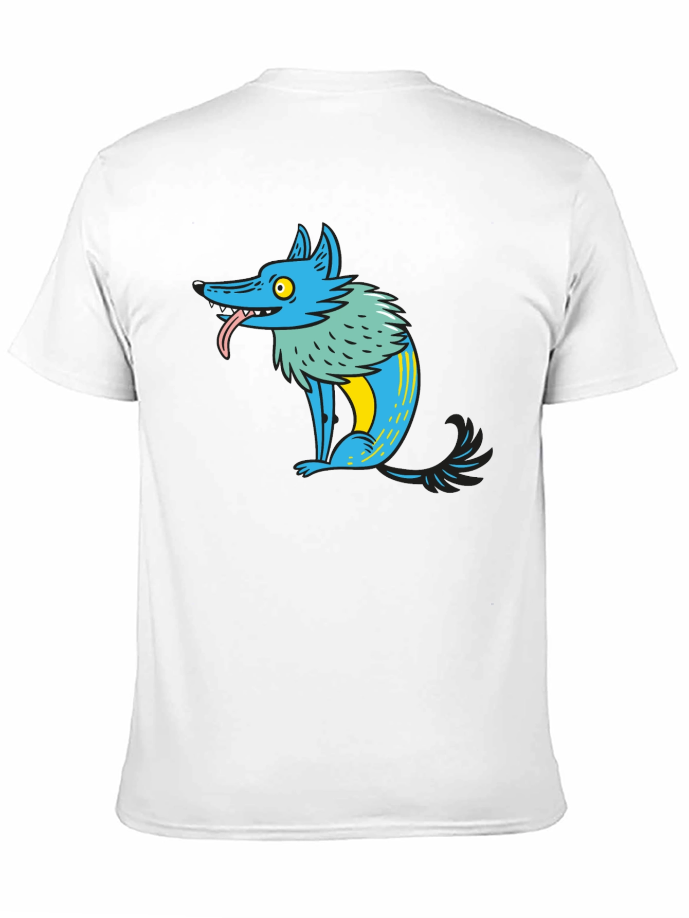 Cartoon Wolf Graphic Tee - Mens Black T-Shirt