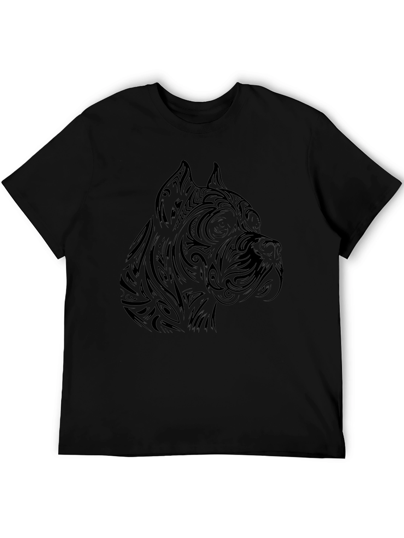 Tribal Dog Head Black T-Shirt