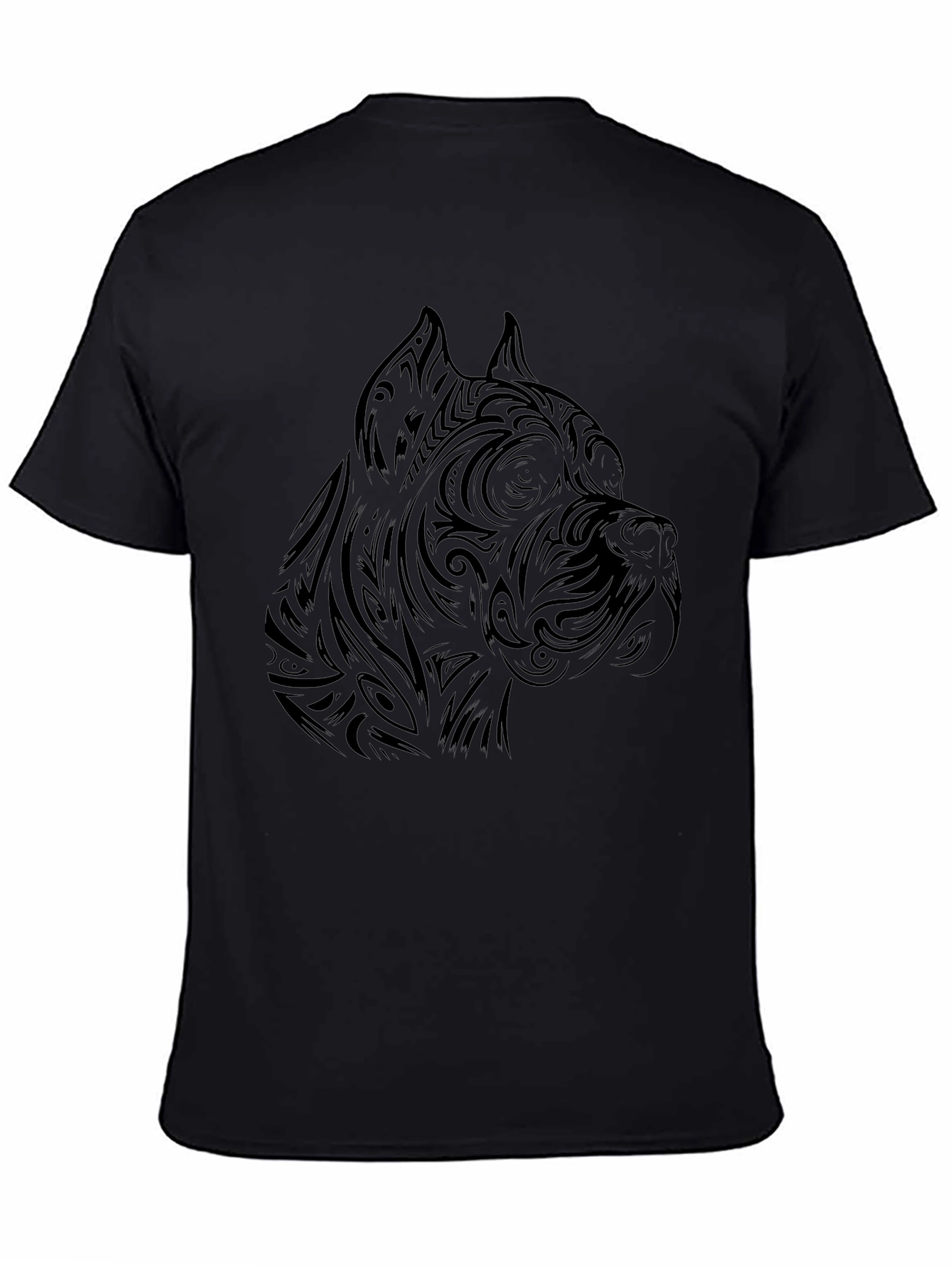 Tribal Dog Head Black T-Shirt