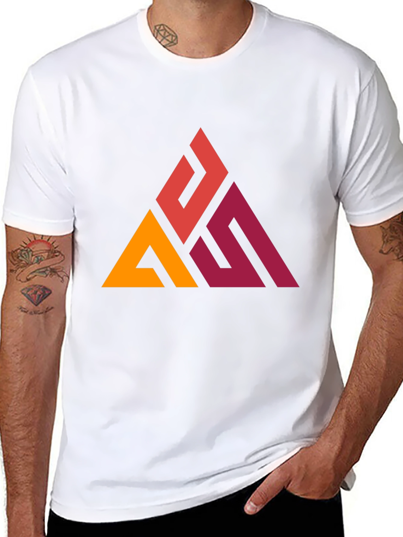 Geometric Triangle Graphic Tee - Modern Casual Style