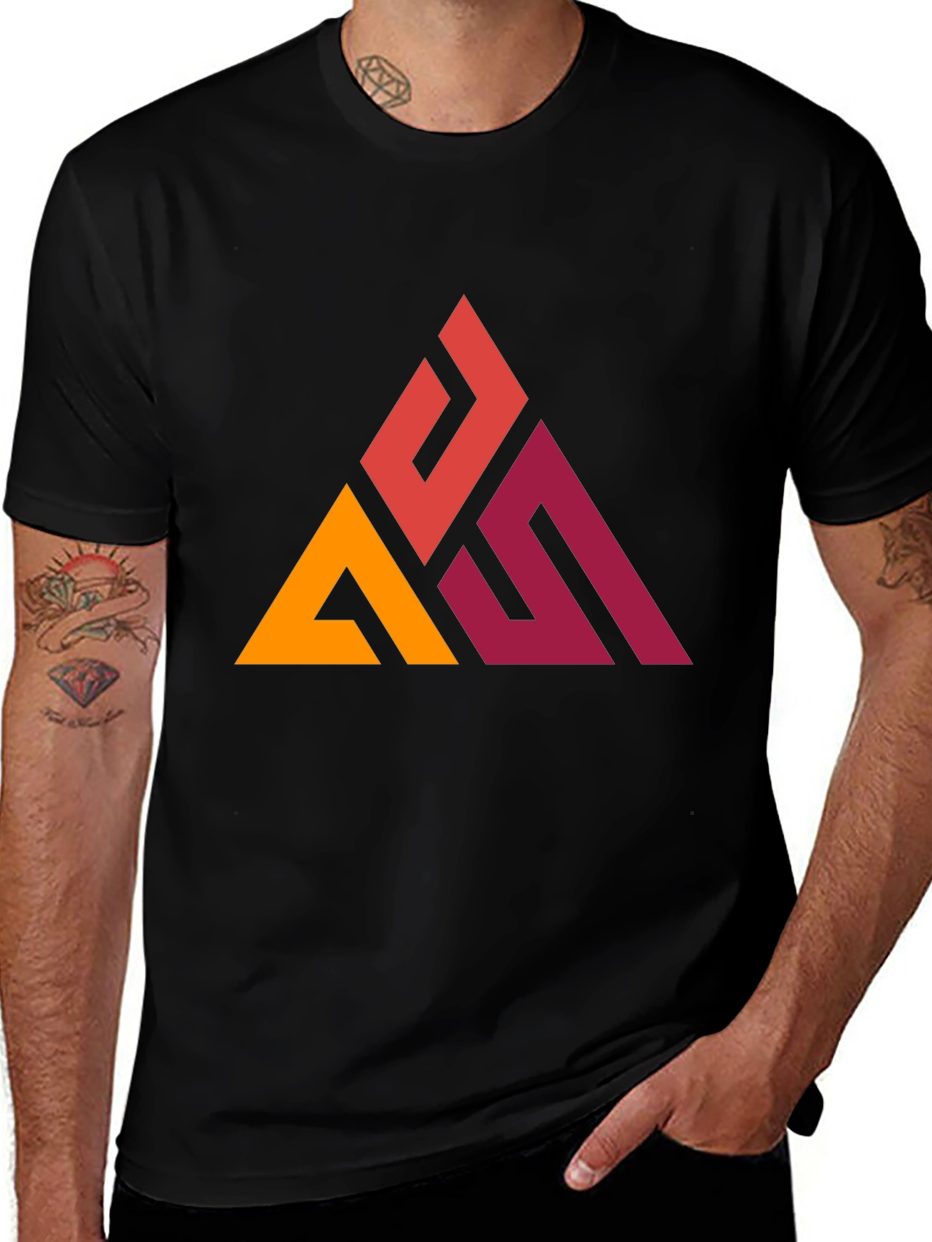 Geometric Triangle Graphic Tee - Modern Casual Style