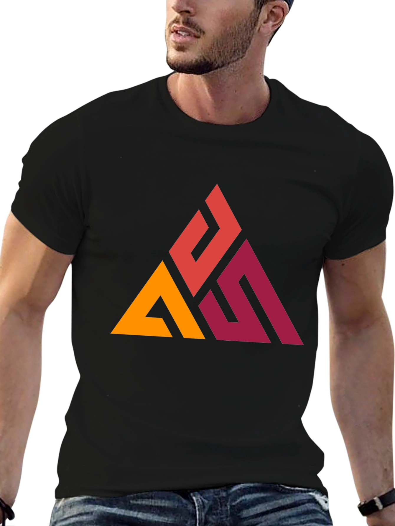 Geometric Triangle Graphic Tee - Modern Casual Style