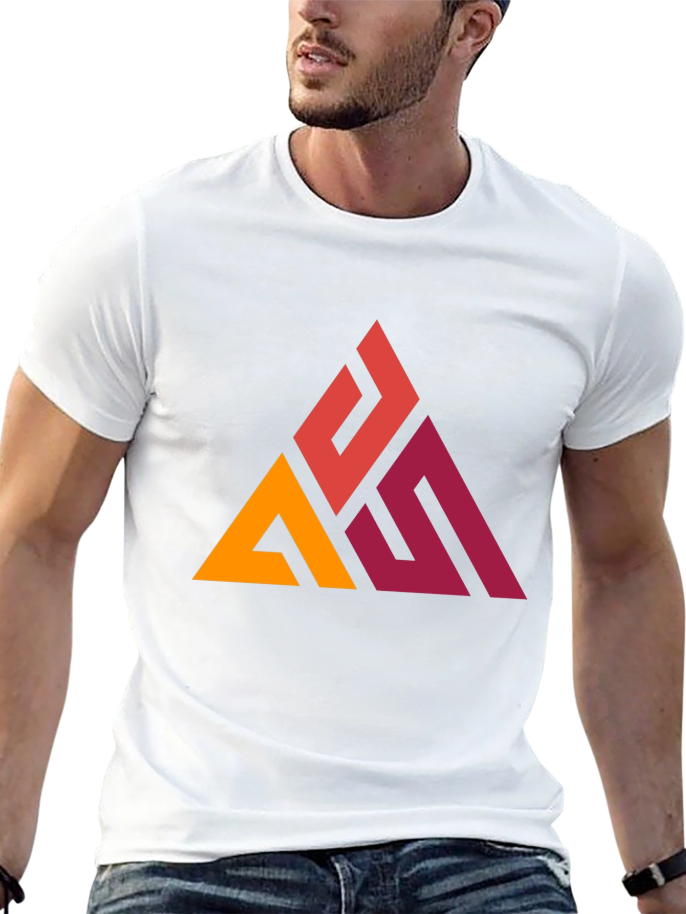 Geometric Triangle Graphic Tee - Modern Casual Style