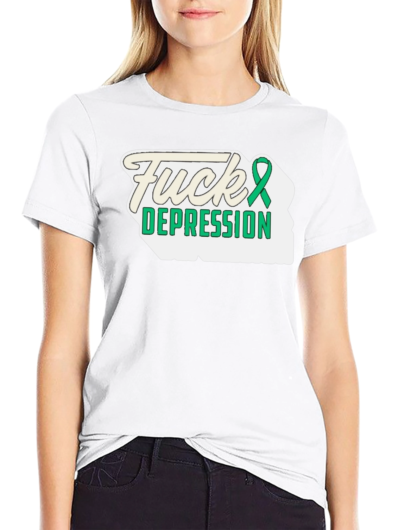 Fuck Depression T-Shirt - Mental Health Awareness Ribbon Tee
