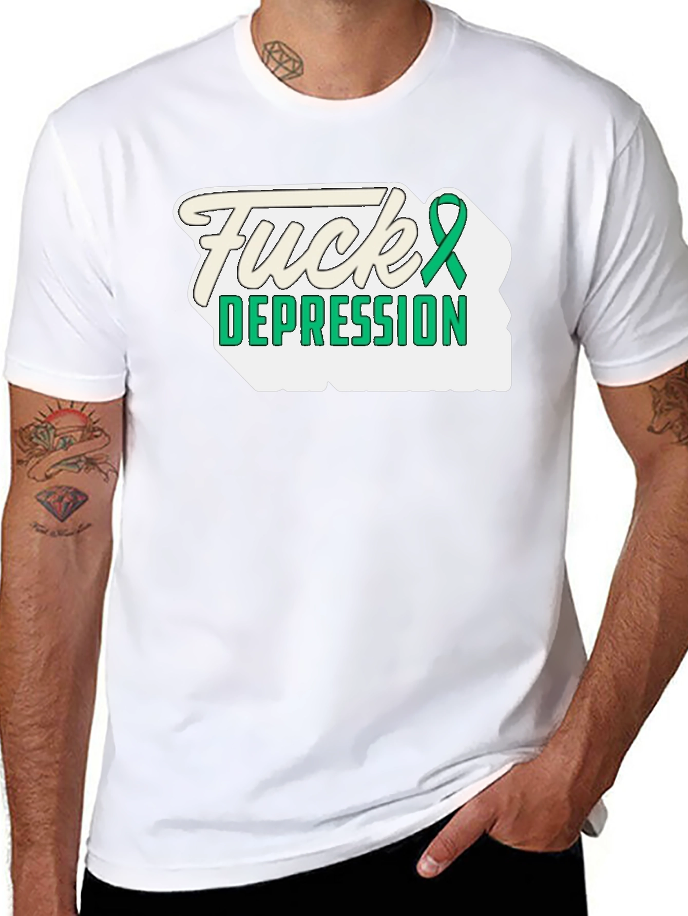 Fuck Depression T-Shirt - Mental Health Awareness Ribbon Tee