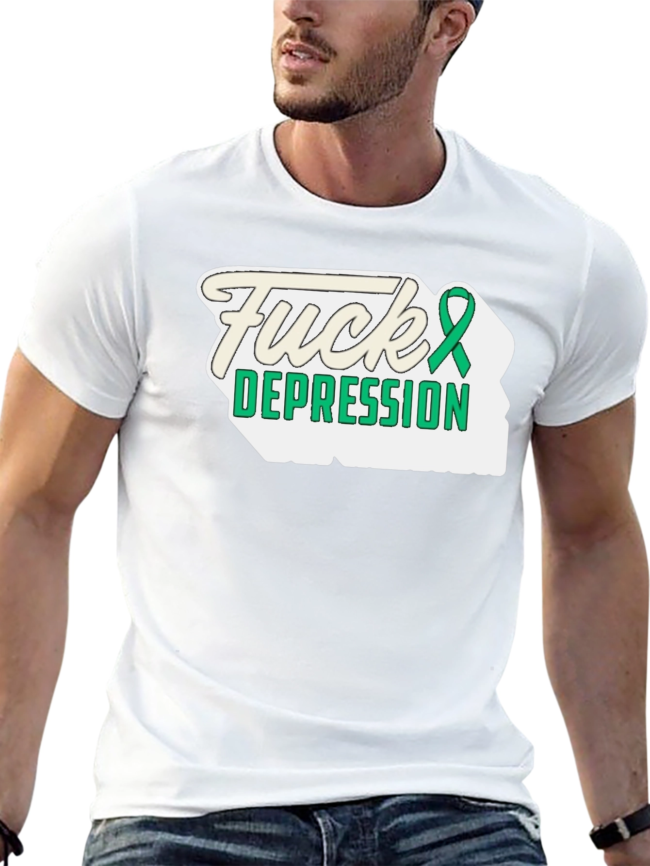 Fuck Depression T-Shirt - Mental Health Awareness Ribbon Tee