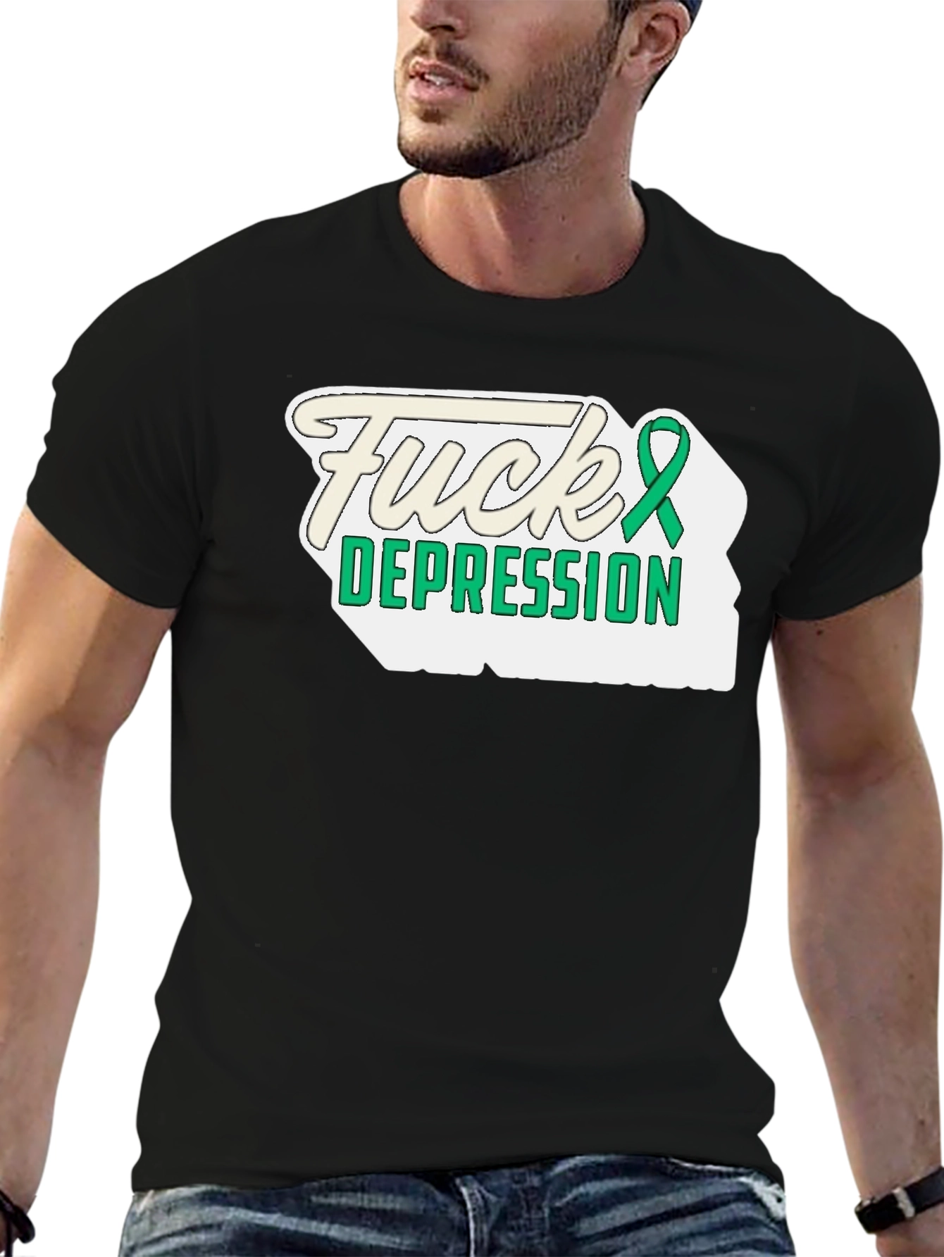Fuck Depression T-Shirt - Mental Health Awareness Ribbon Tee