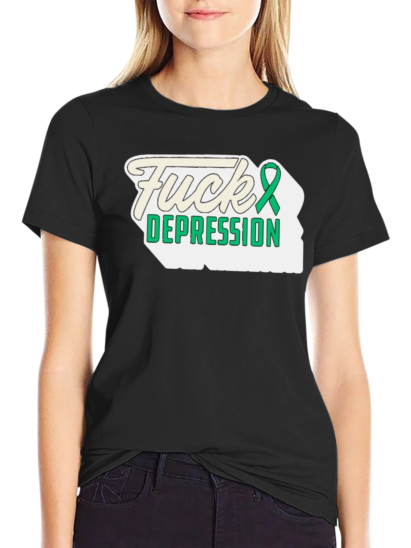 Fuck Depression T-Shirt - Mental Health Awareness Ribbon Tee
