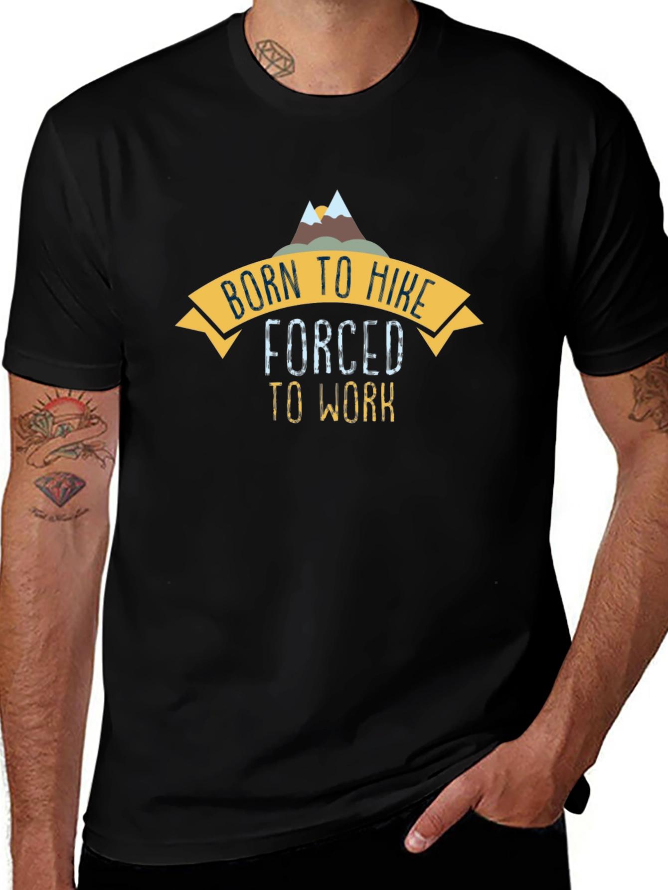 Born to Hike Mens Black Graphic Tee