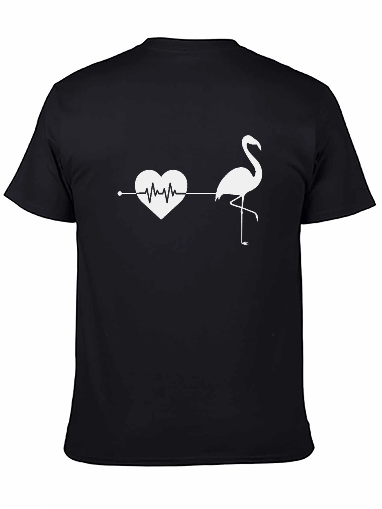 Heartbeat Flamingo Graphic Tee - Stylish Black T-Shirt