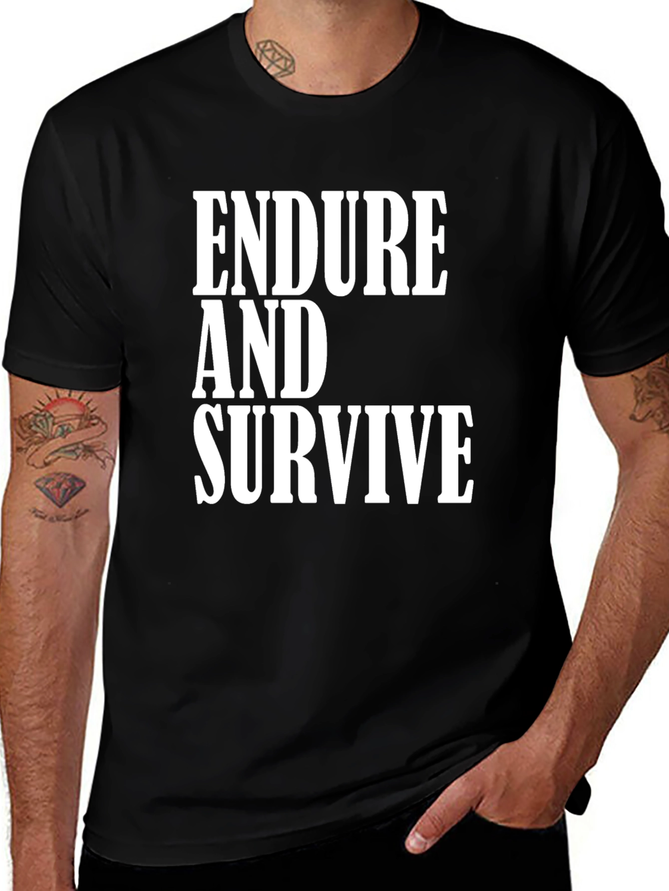 Endure and Survive Graphic Tee - Black Cotton T-Shirt