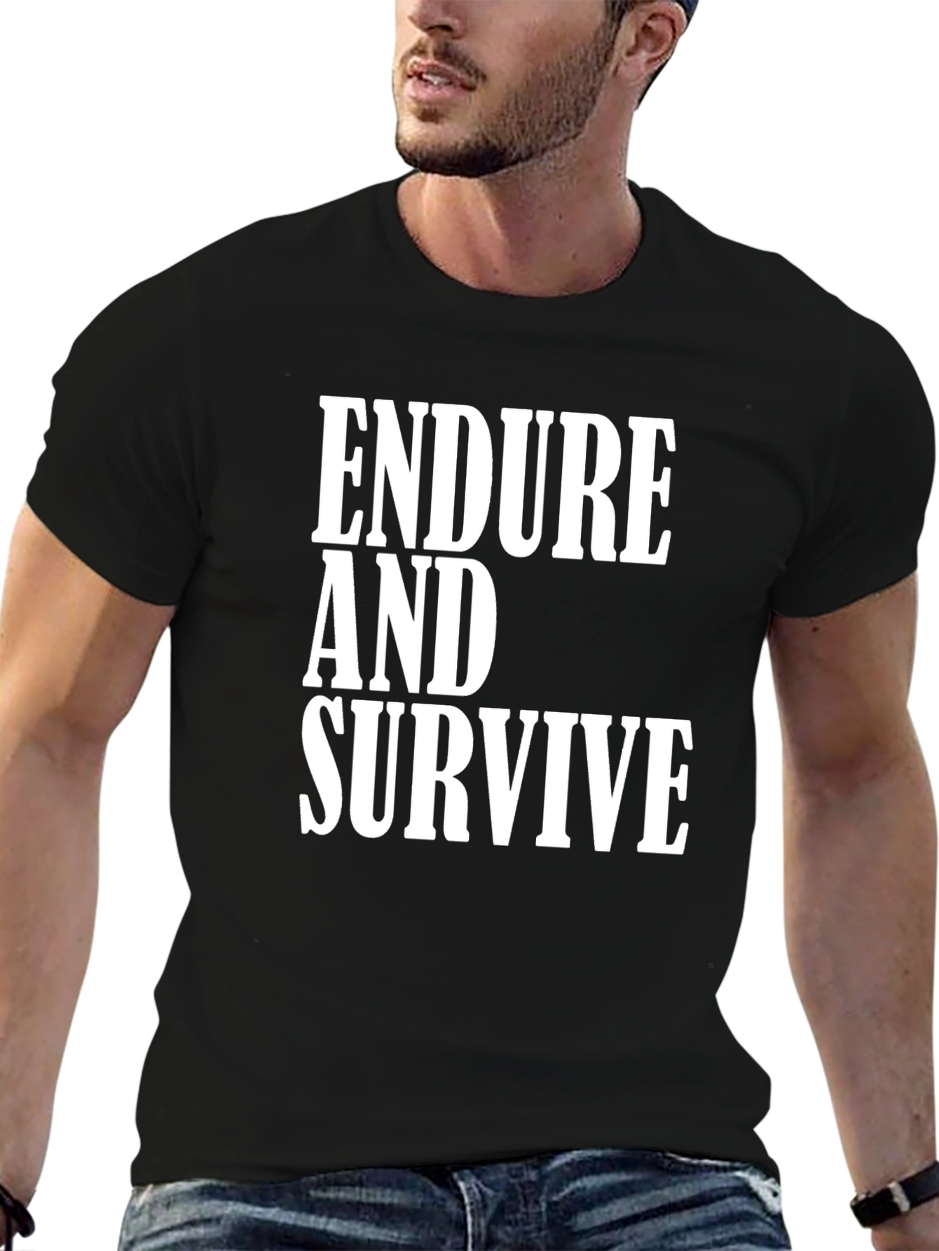 Endure and Survive Graphic Tee - Black Cotton T-Shirt