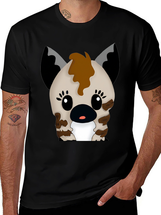 Cute Cartoon Hyena Graphic Black T-Shirt