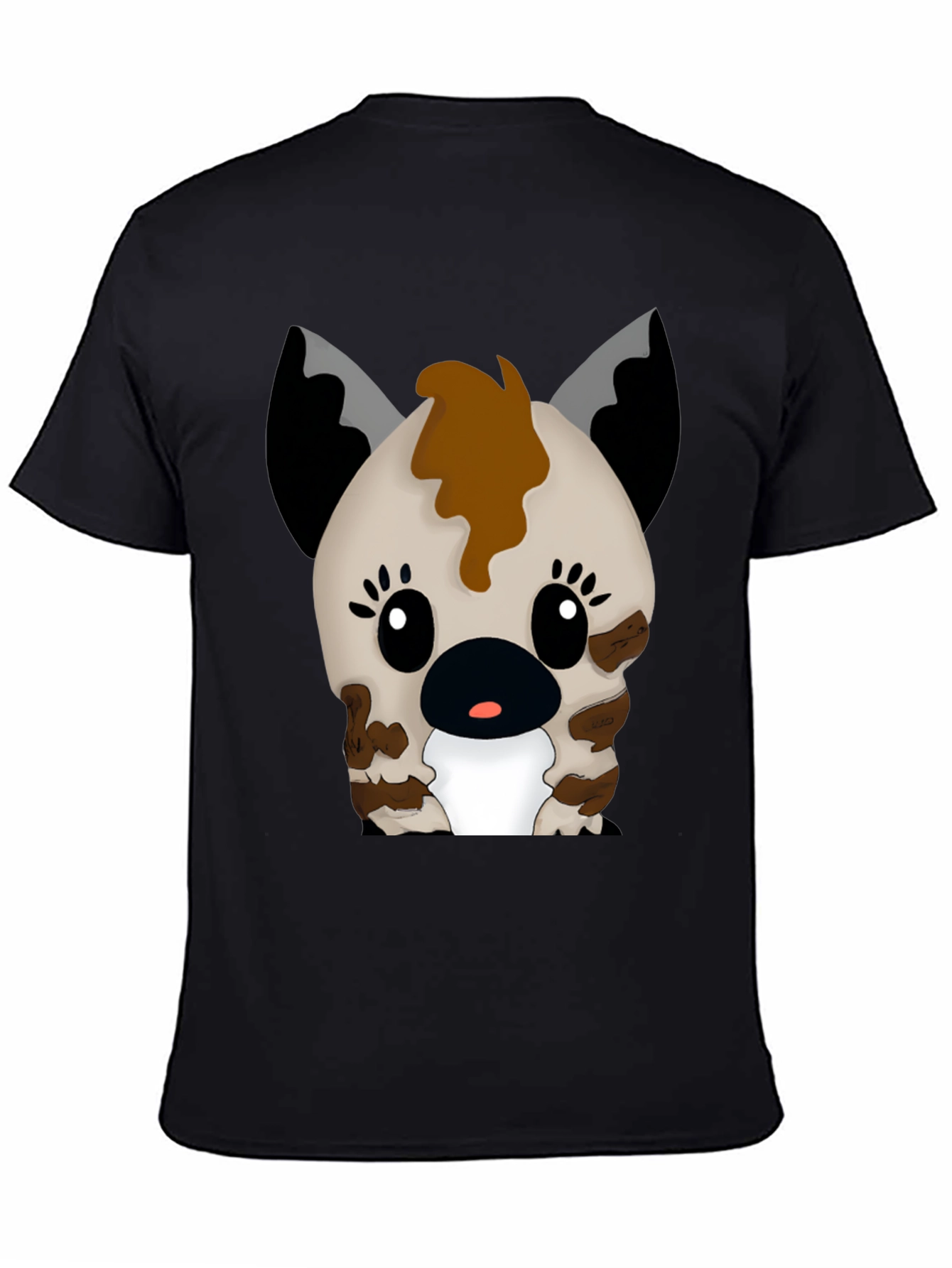 Cute Cartoon Hyena Graphic Black T-Shirt