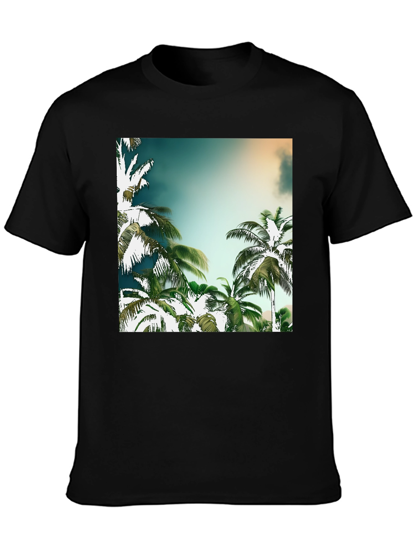Tropical Palm Tree Graphic Black T-Shirt