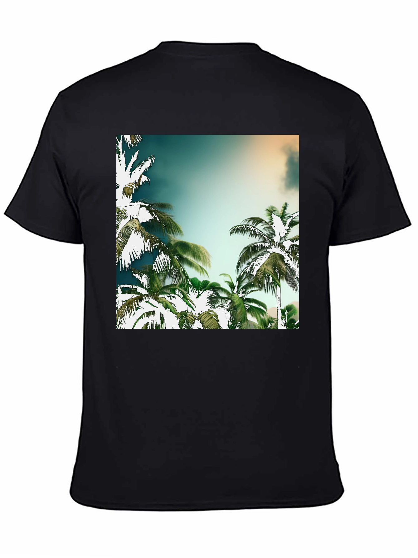 Tropical Palm Tree Graphic Black T-Shirt