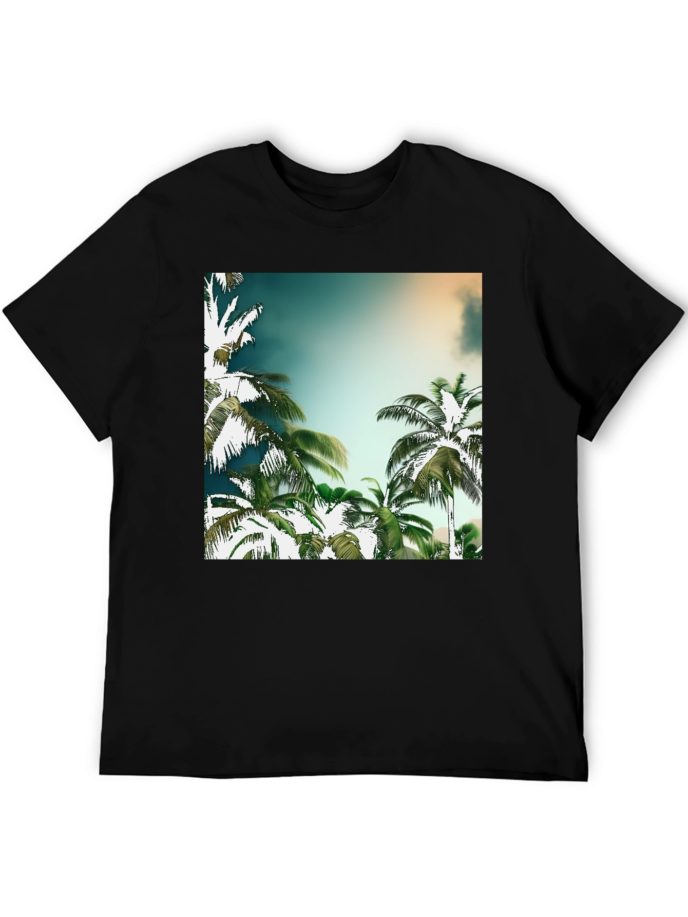 Tropical Palm Tree Graphic Black T-Shirt
