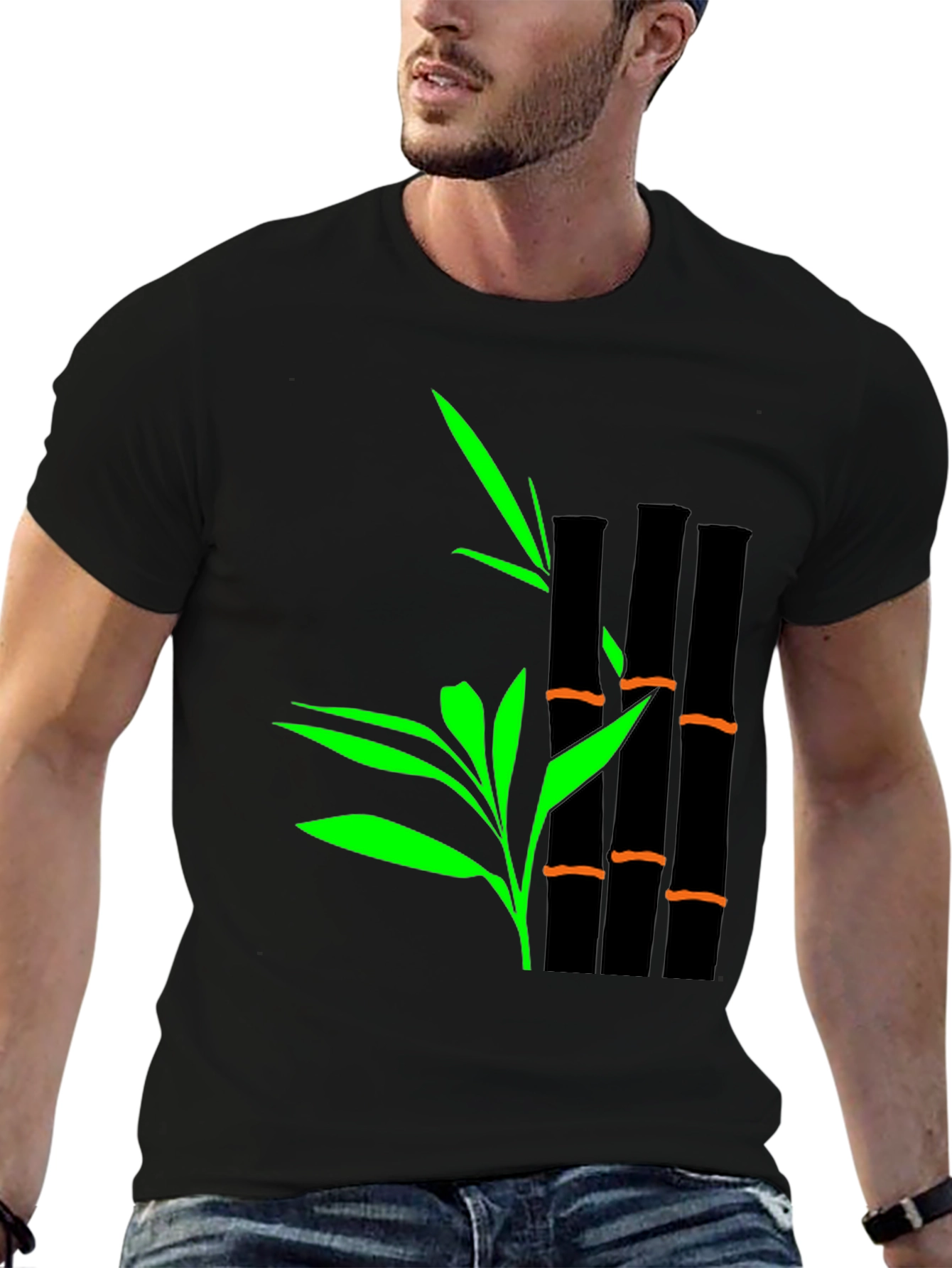 Bamboo Graphic Print T-Shirt - Stylish Casual Tee