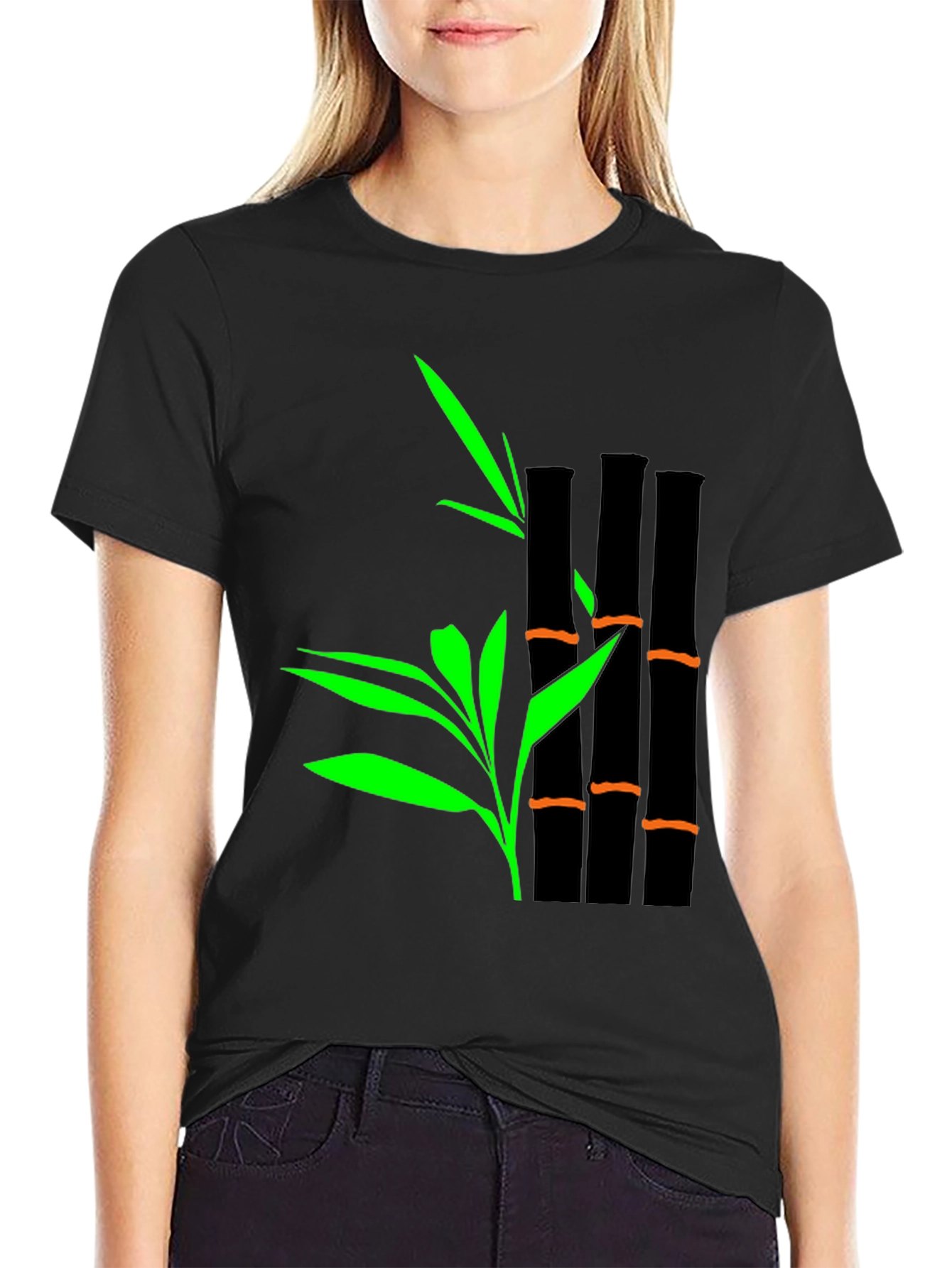 Bamboo Graphic Print T-Shirt - Stylish Casual Tee