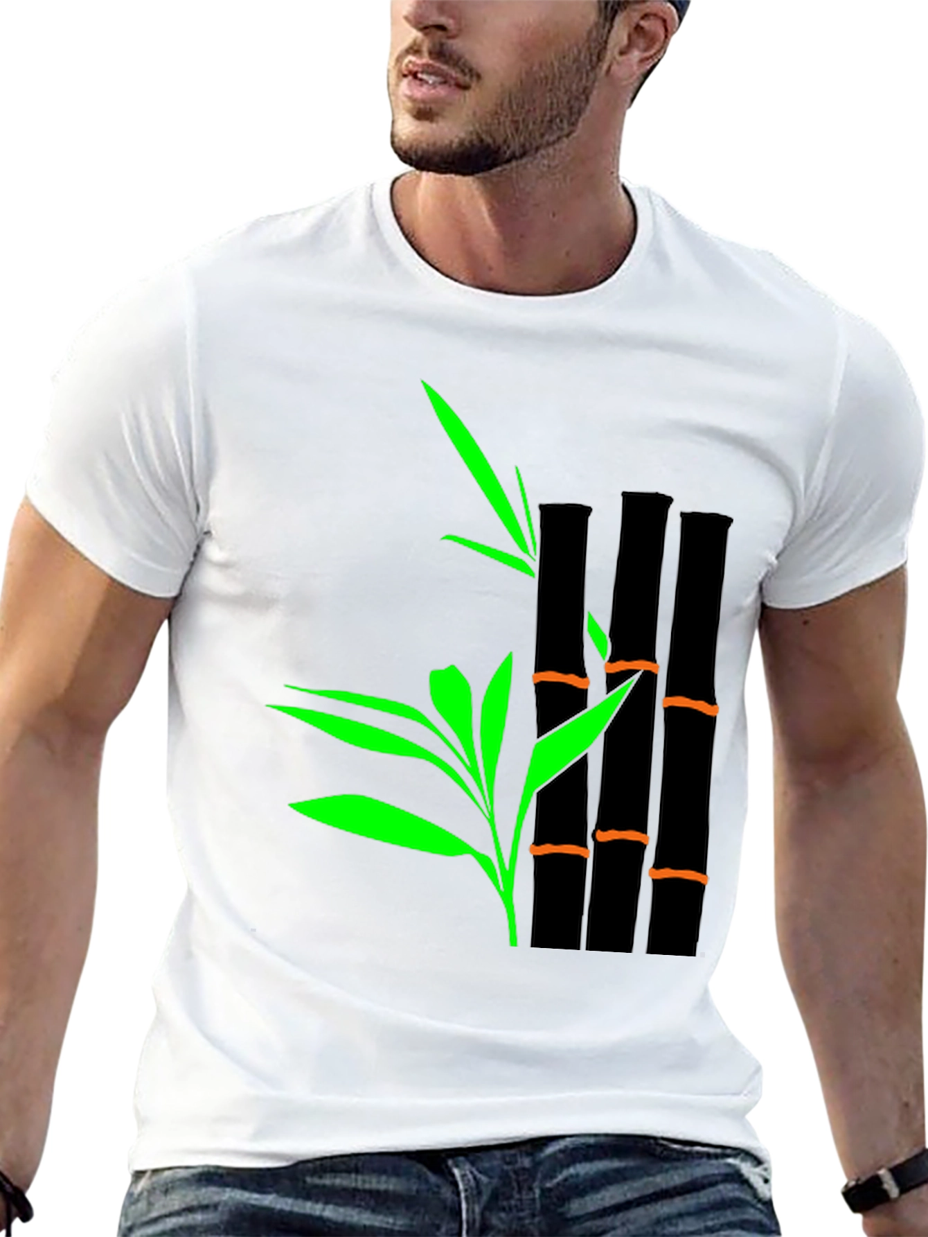 Bamboo Graphic Print T-Shirt - Stylish Casual Tee