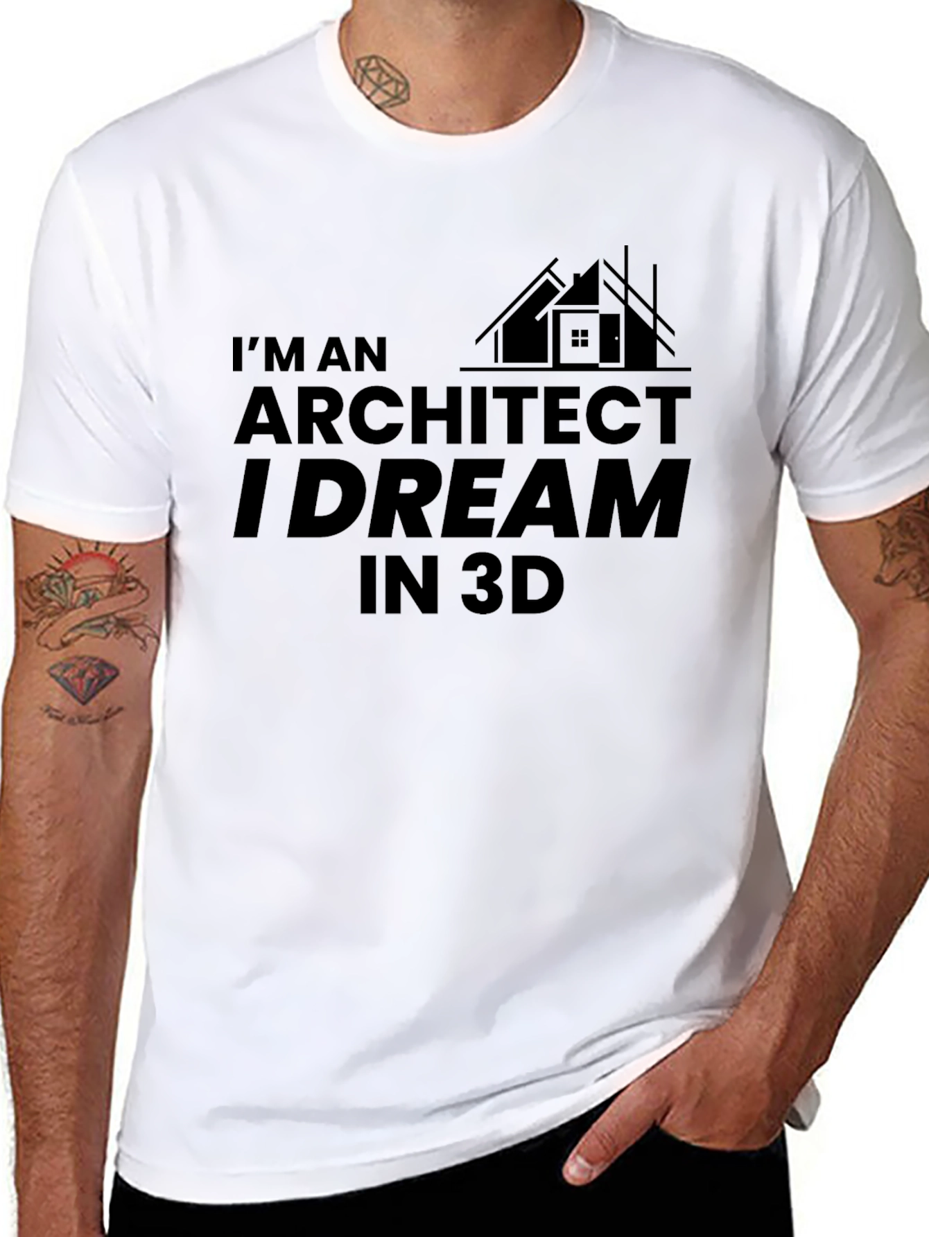Architect Dream 3D Black Cotton T-Shirt