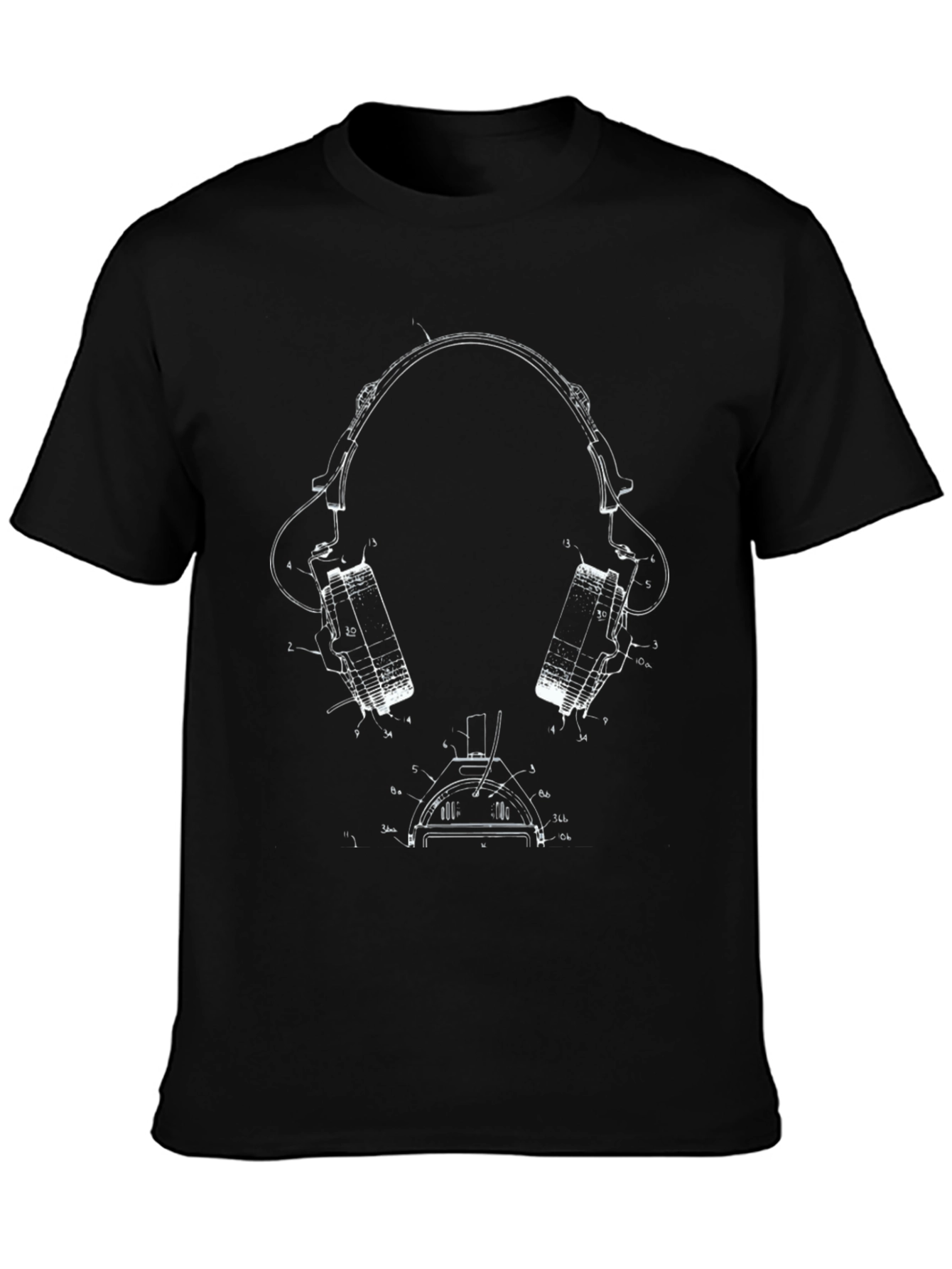 Headphone Blueprint Graphic Tee - Black