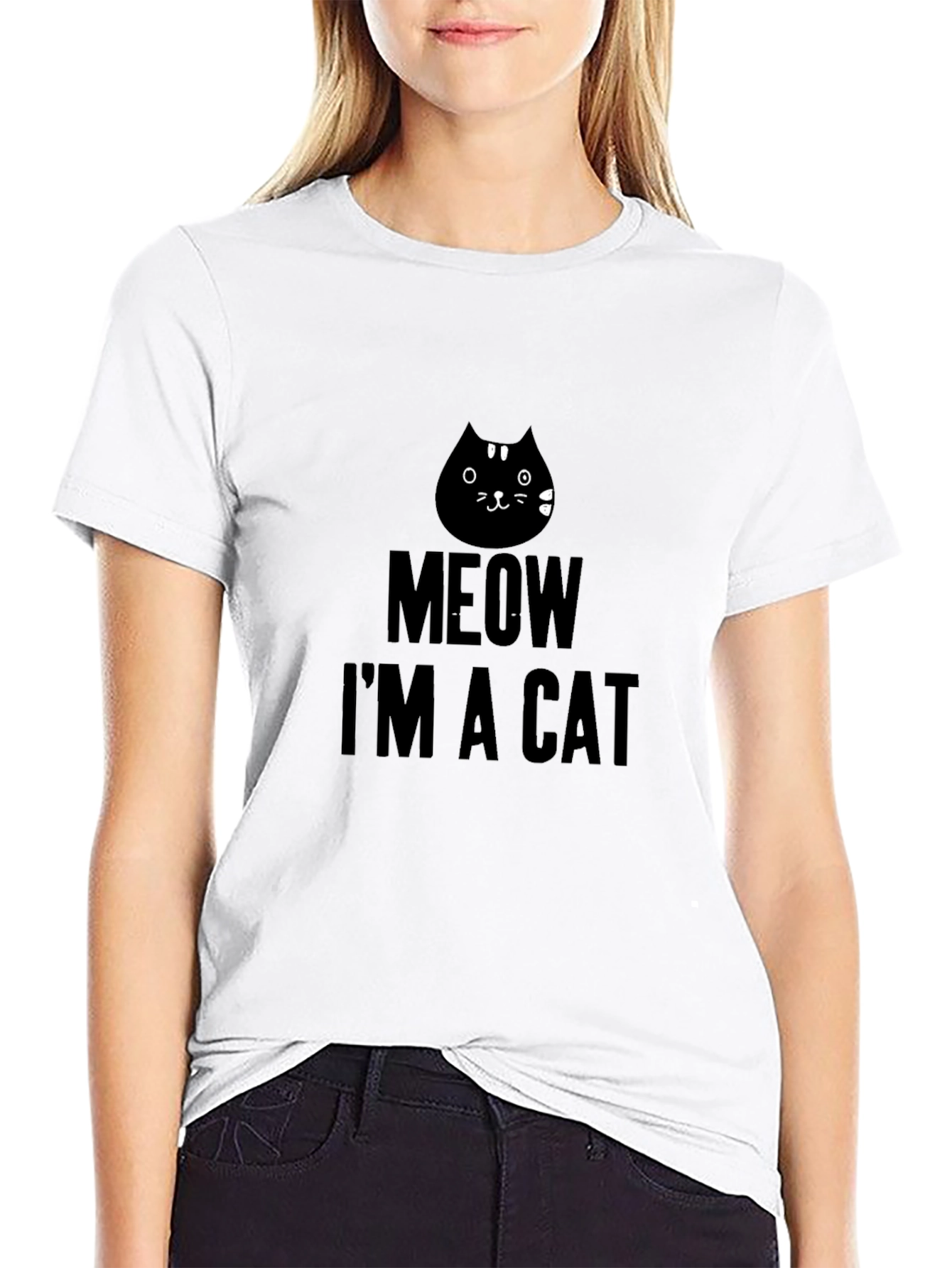 Meow Im A Cat Black T-Shirt