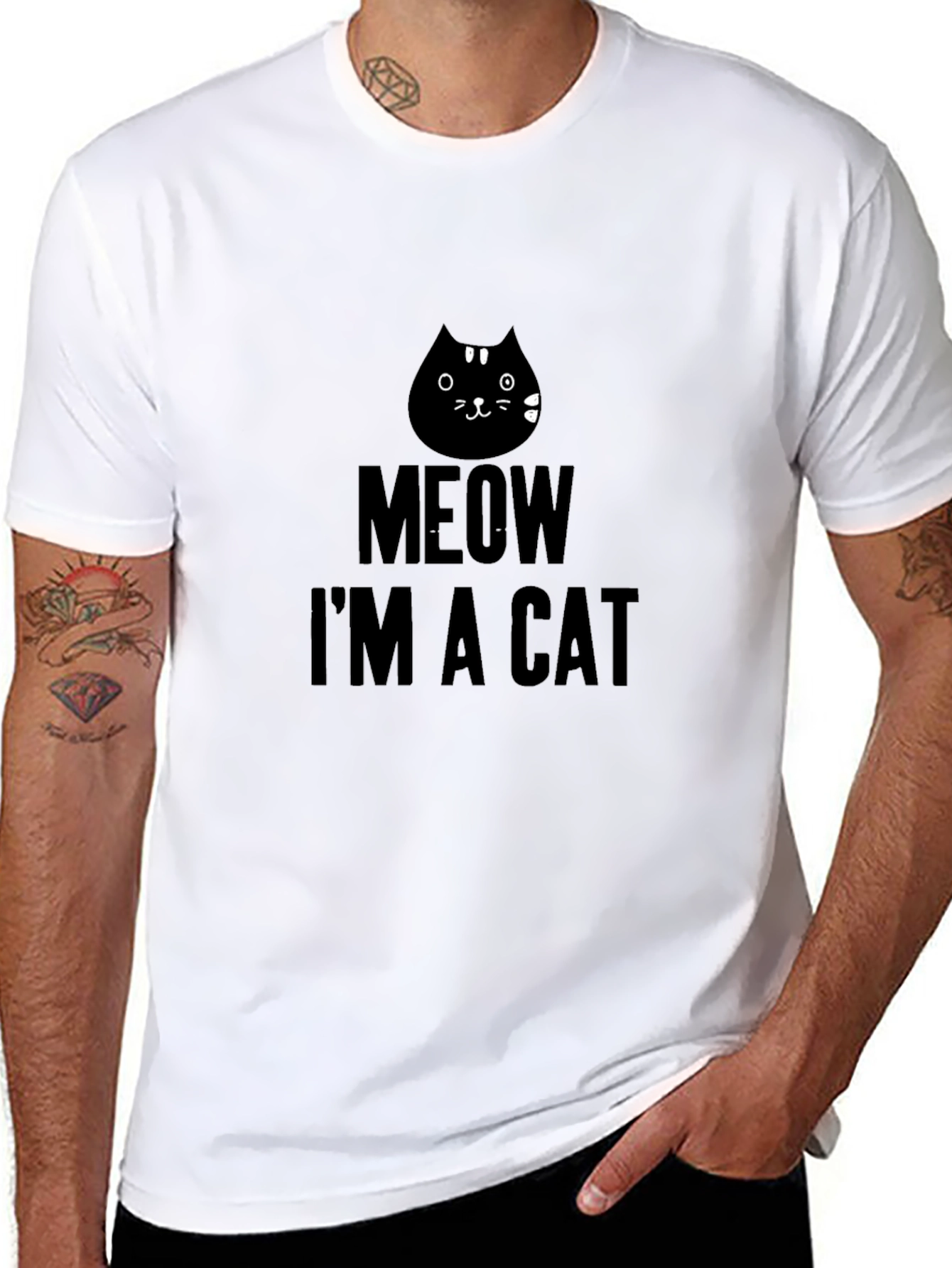 Meow Im A Cat Black T-Shirt