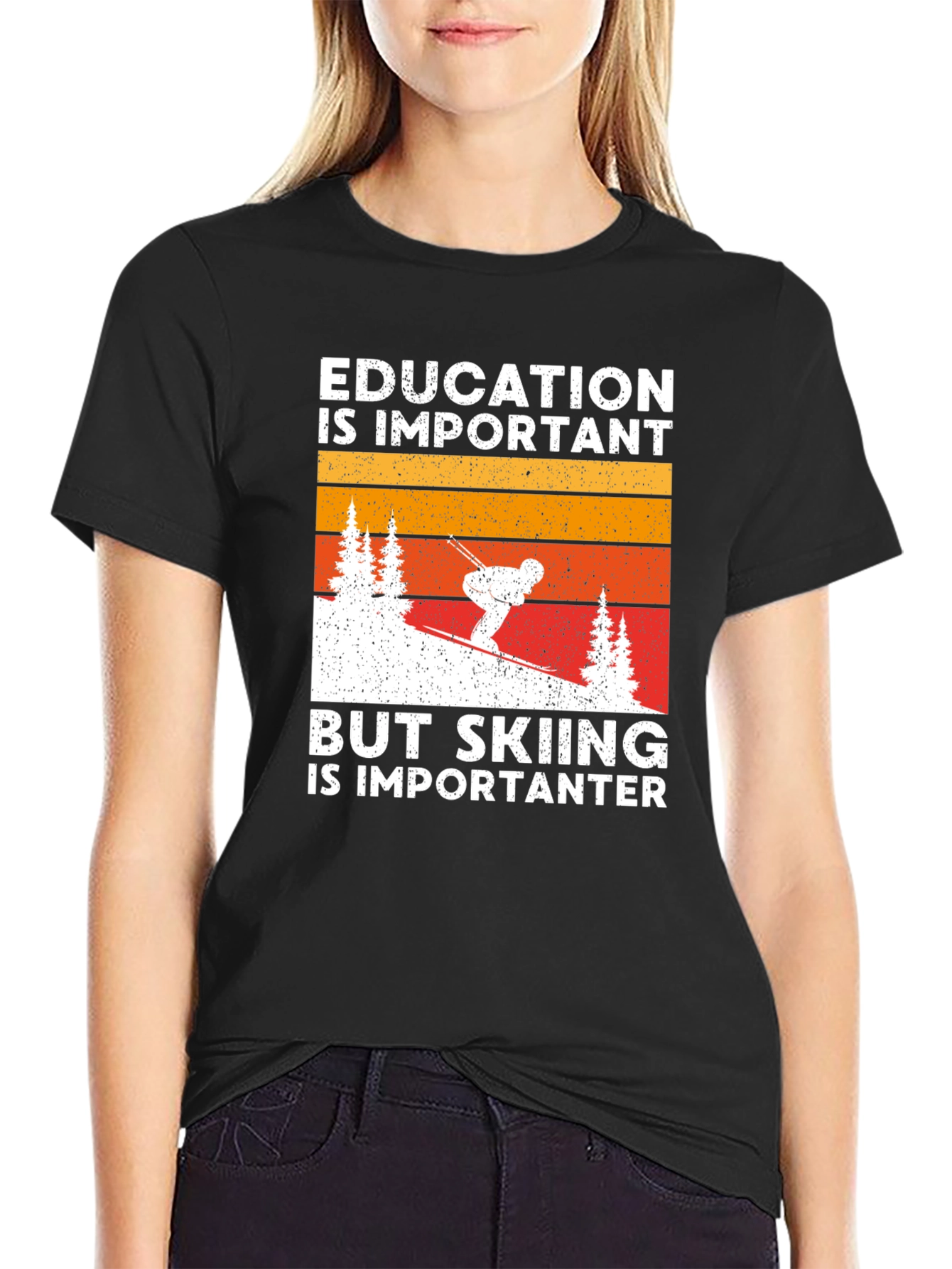 Education is Important But Skiing Tee