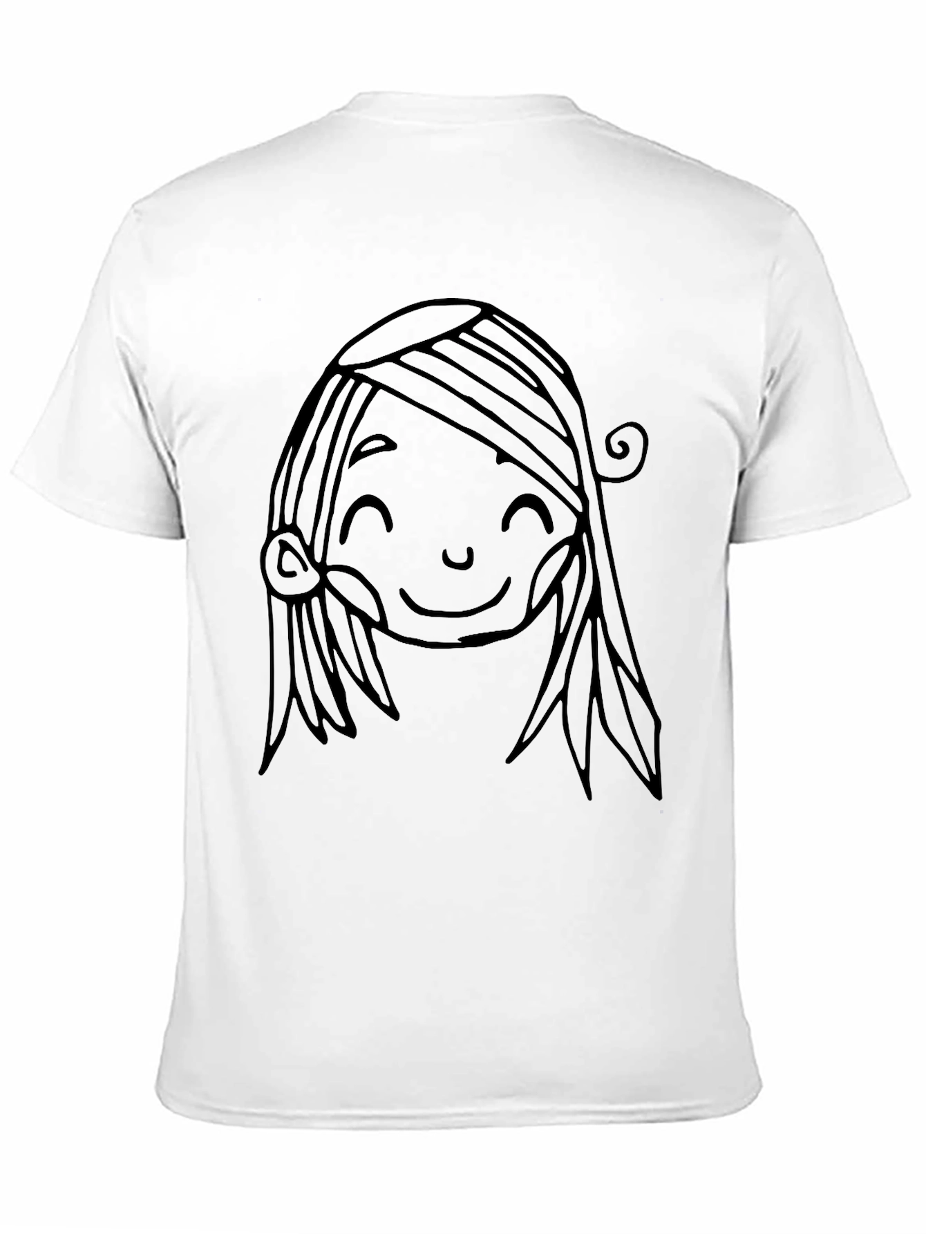 Cute Cartoon Face Graphic Black T-Shirt