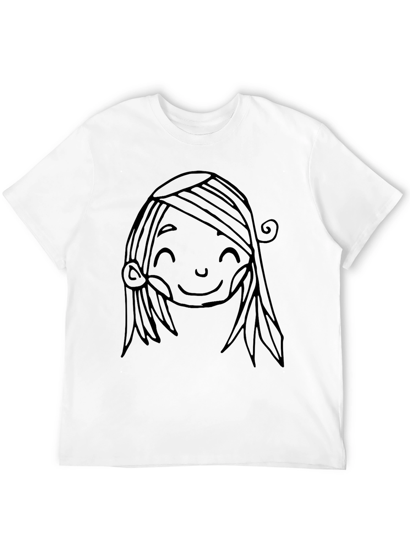 Cute Cartoon Face Graphic Black T-Shirt