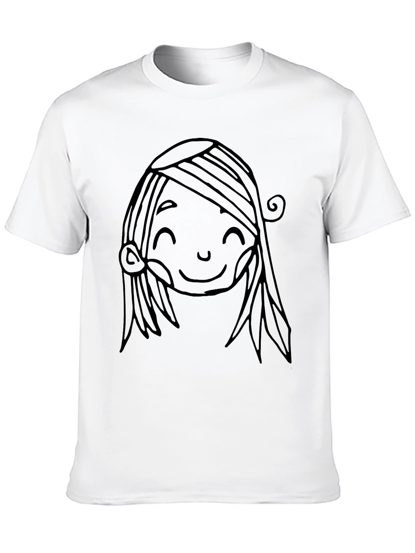Cute Cartoon Face Graphic Black T-Shirt