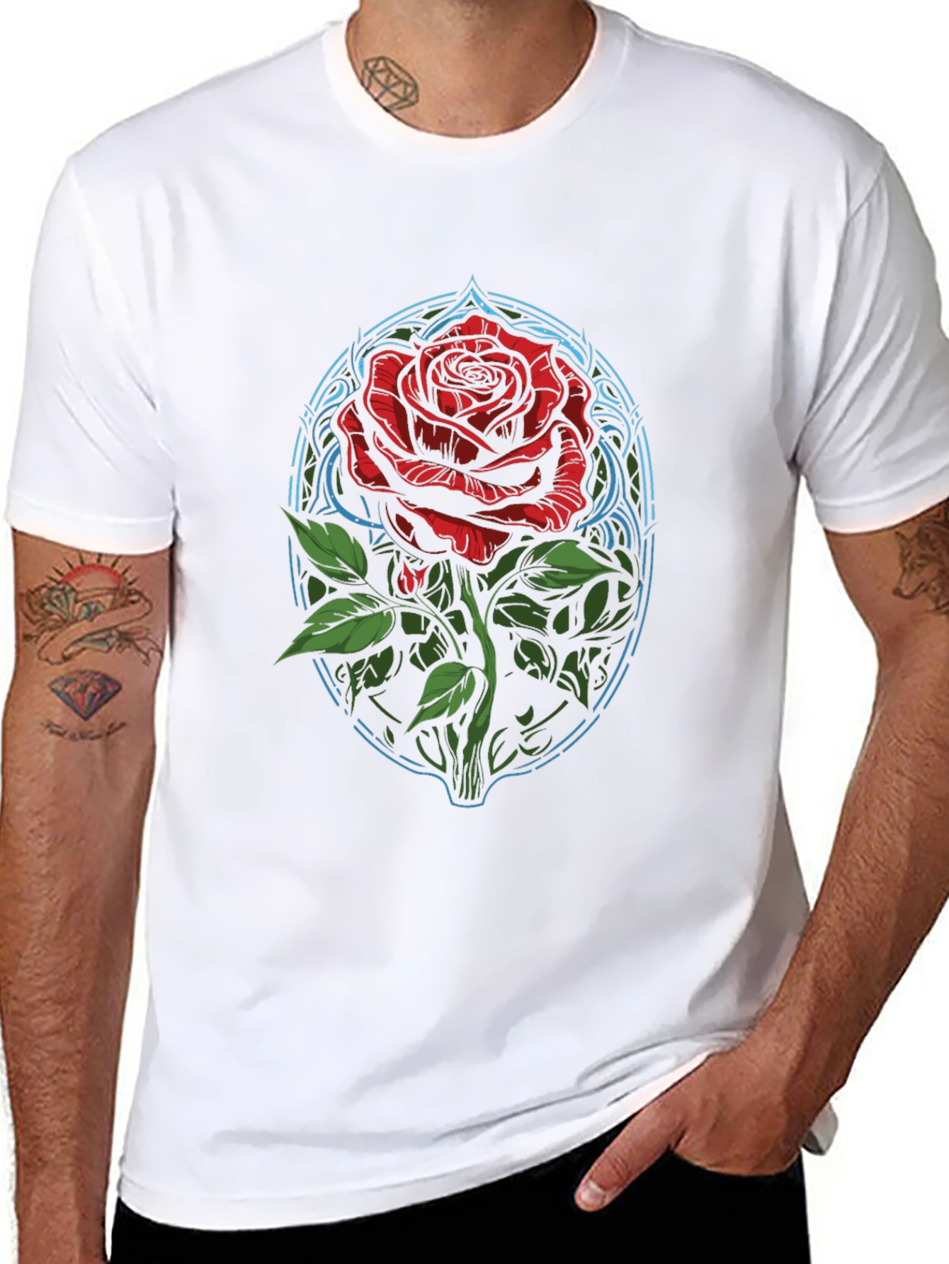 Rose Graphic T-Shirt - Artistic Floral Design