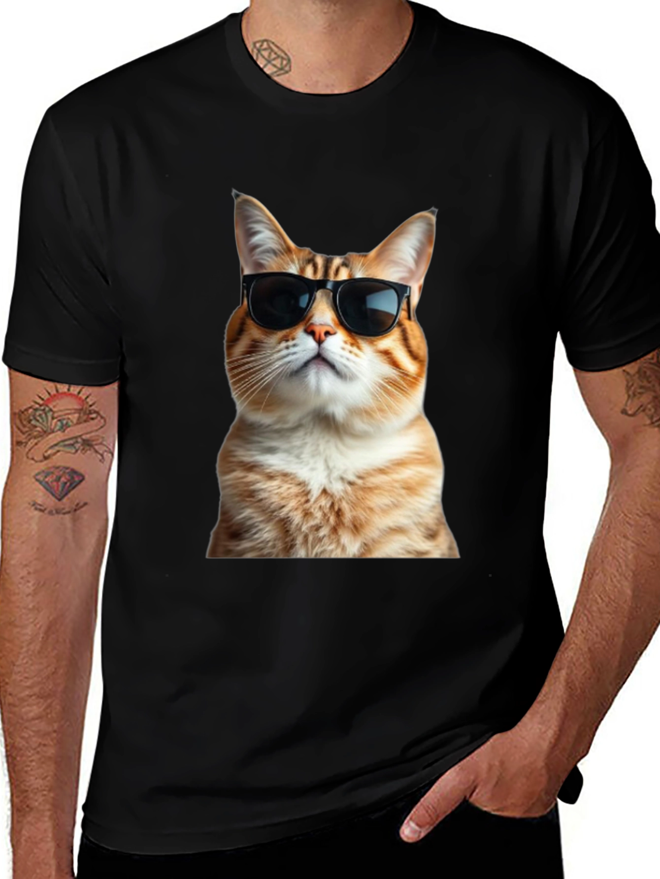 Cool Cat T-Shirt - Black Cotton Tee