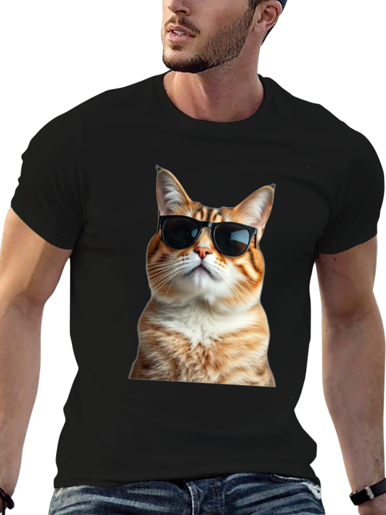 Cool Cat T-Shirt - Black Cotton Tee