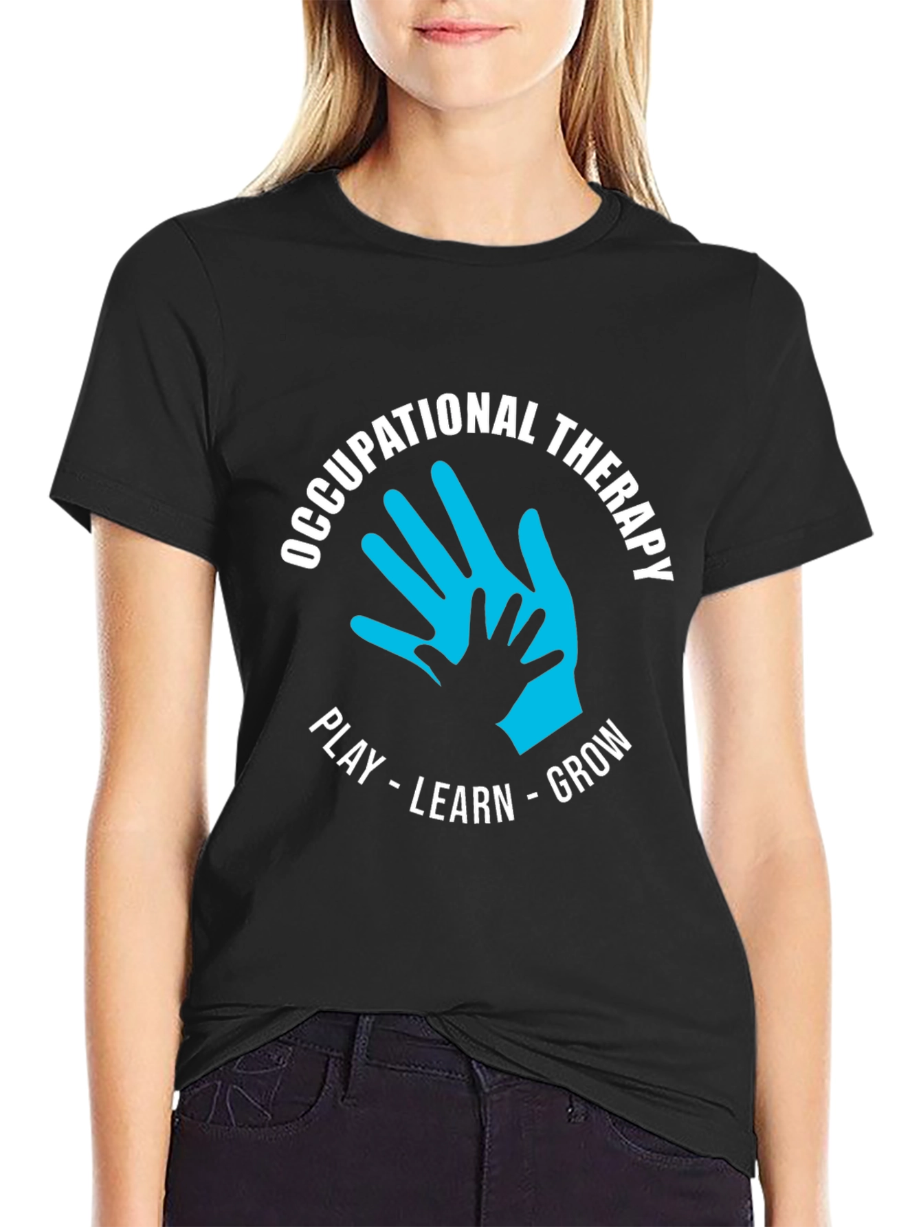 Occupational Therapy Play Learn Grow Black T-Shirt