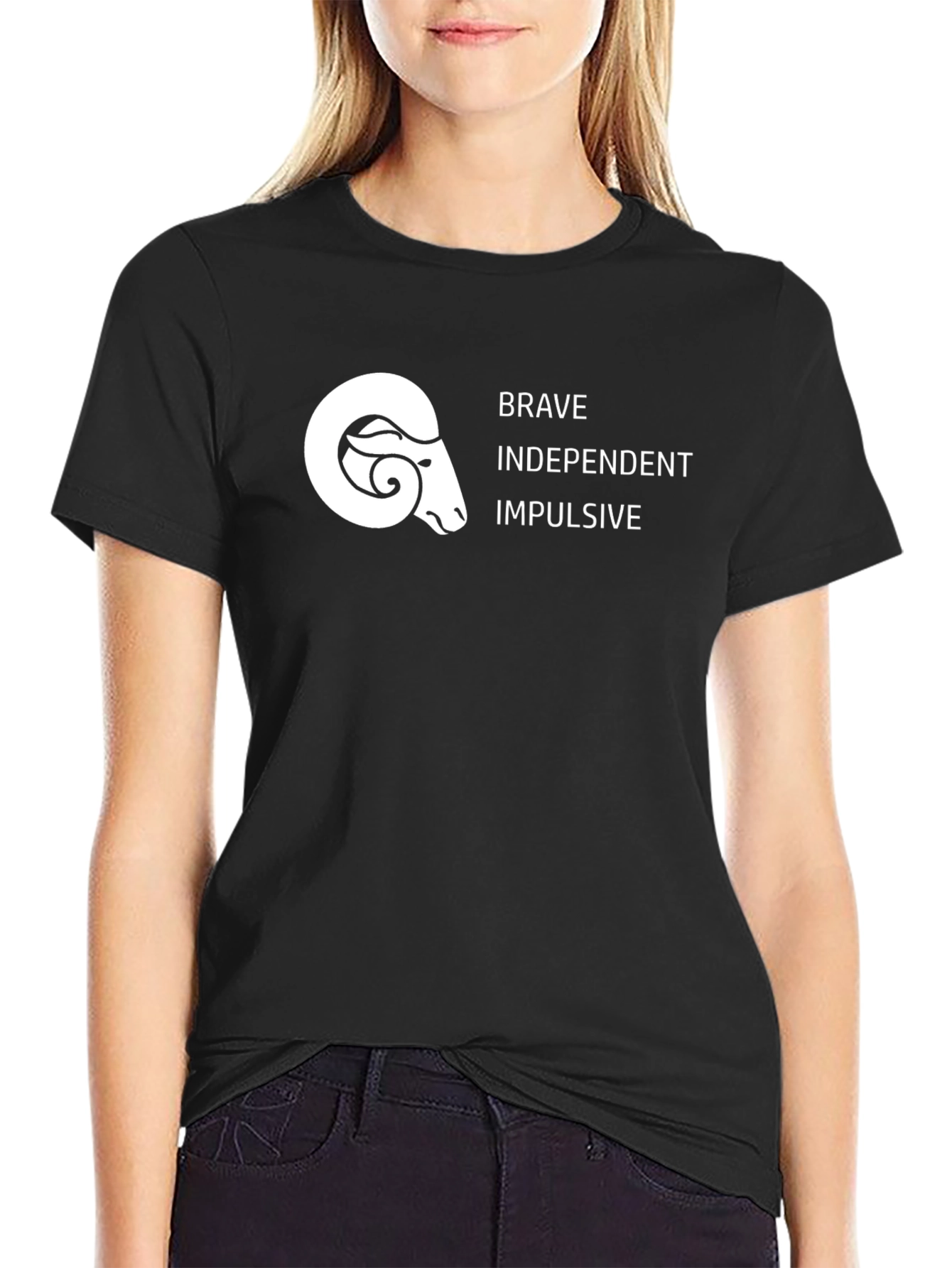 Aries Zodiac Black T-Shirt - Brave Independent Impulsive
