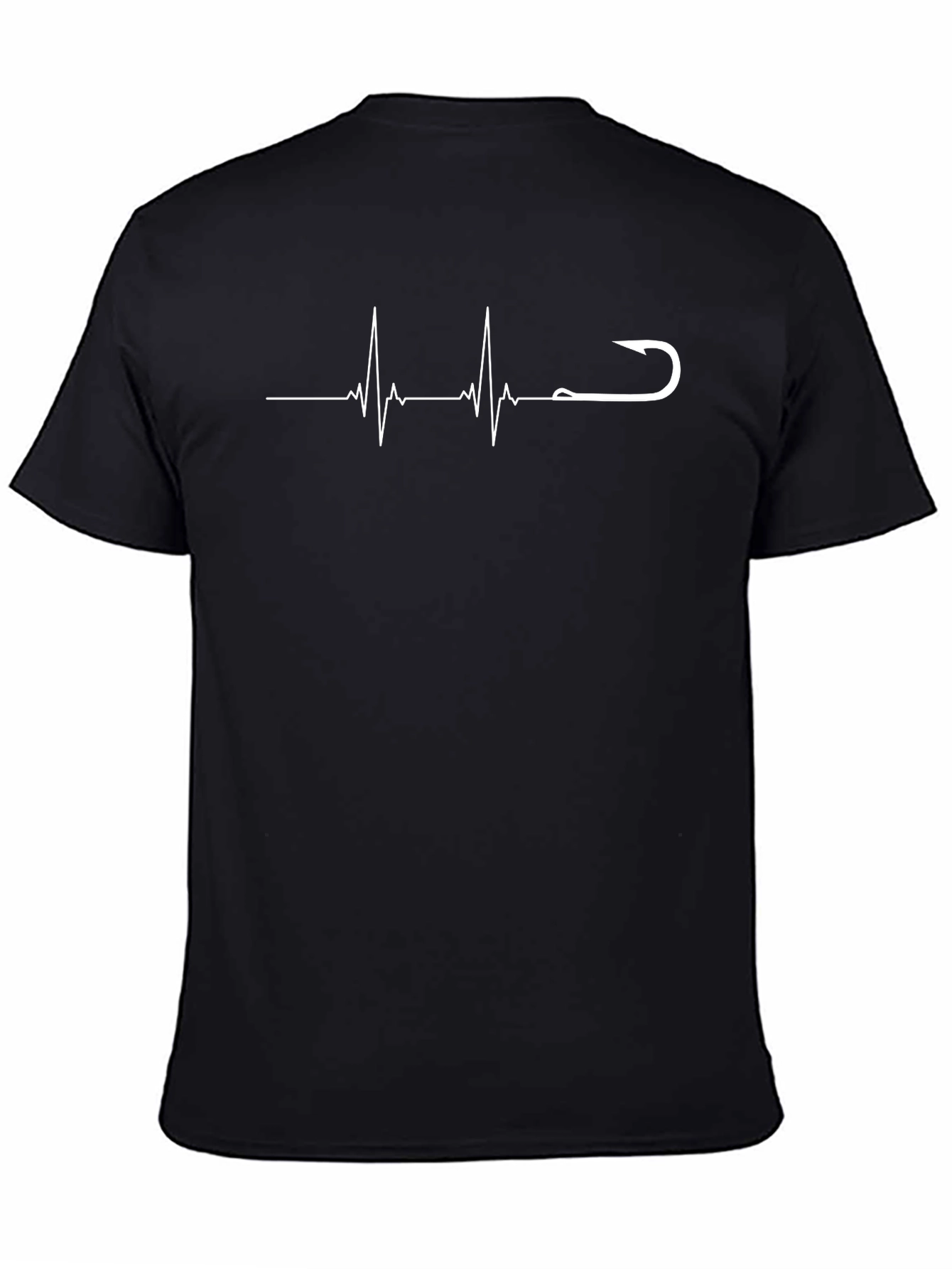 Fishing Heartbeat T-Shirt - Black