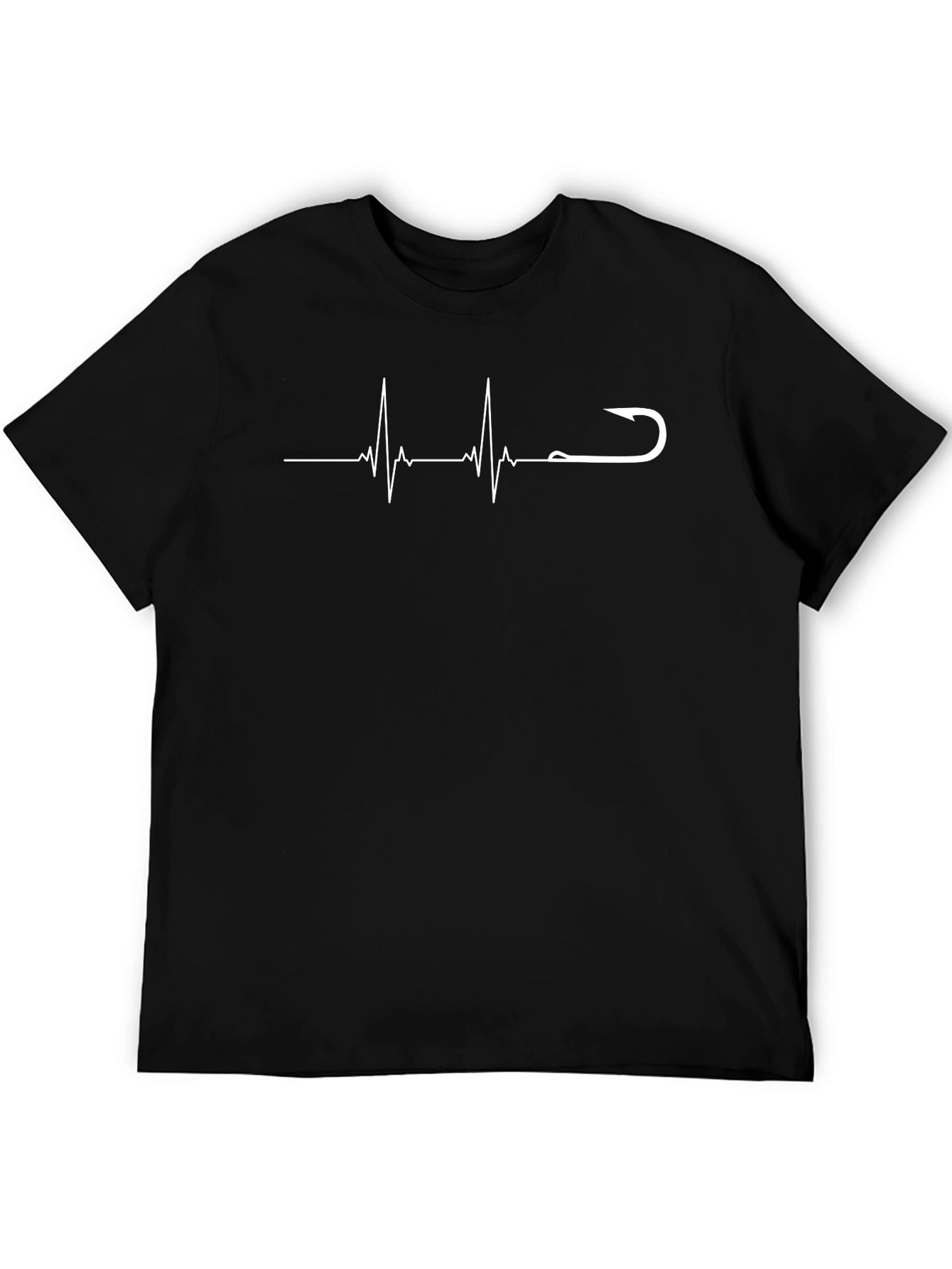 Fishing Heartbeat T-Shirt - Black