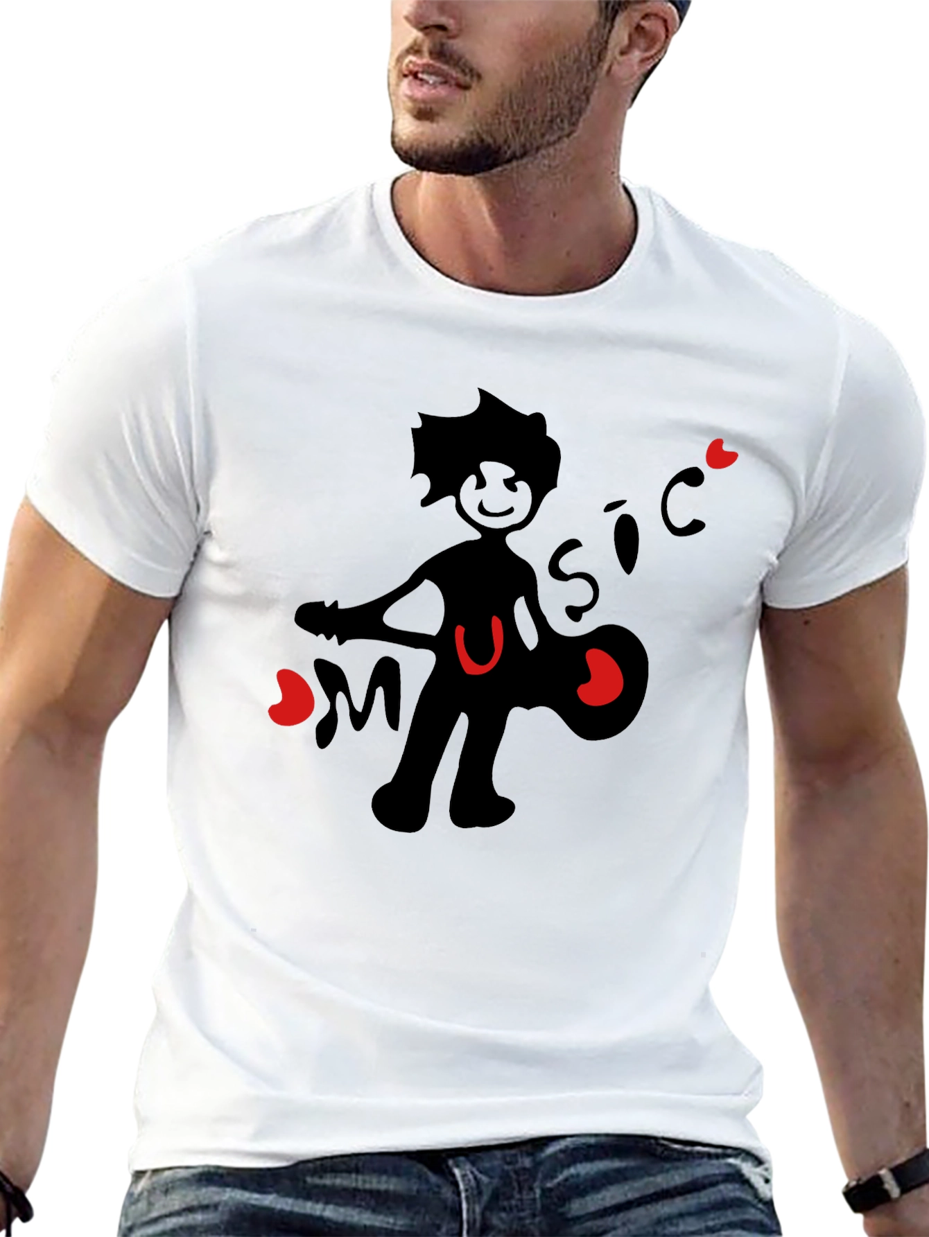 Music Lover Graphic T-Shirt - Black Cotton Tee