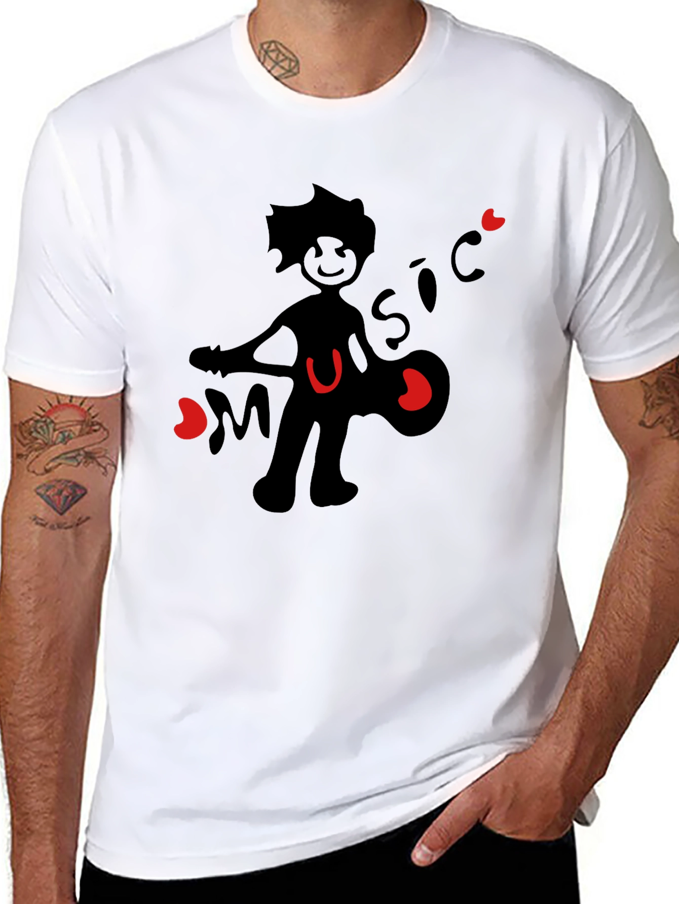 Music Lover Graphic T-Shirt - Black Cotton Tee
