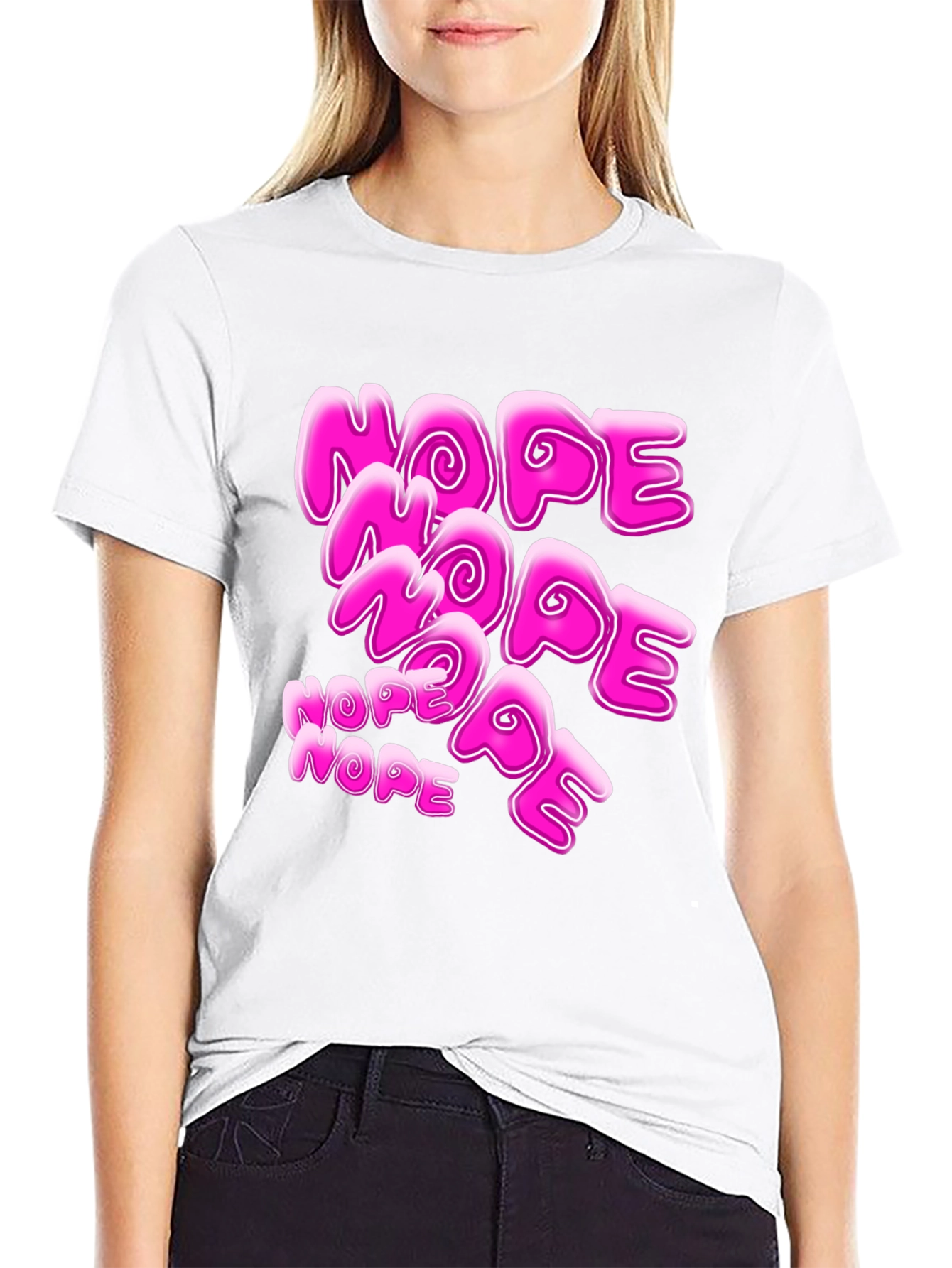 Nope Graphic Tee - Trendy Pink Word Design