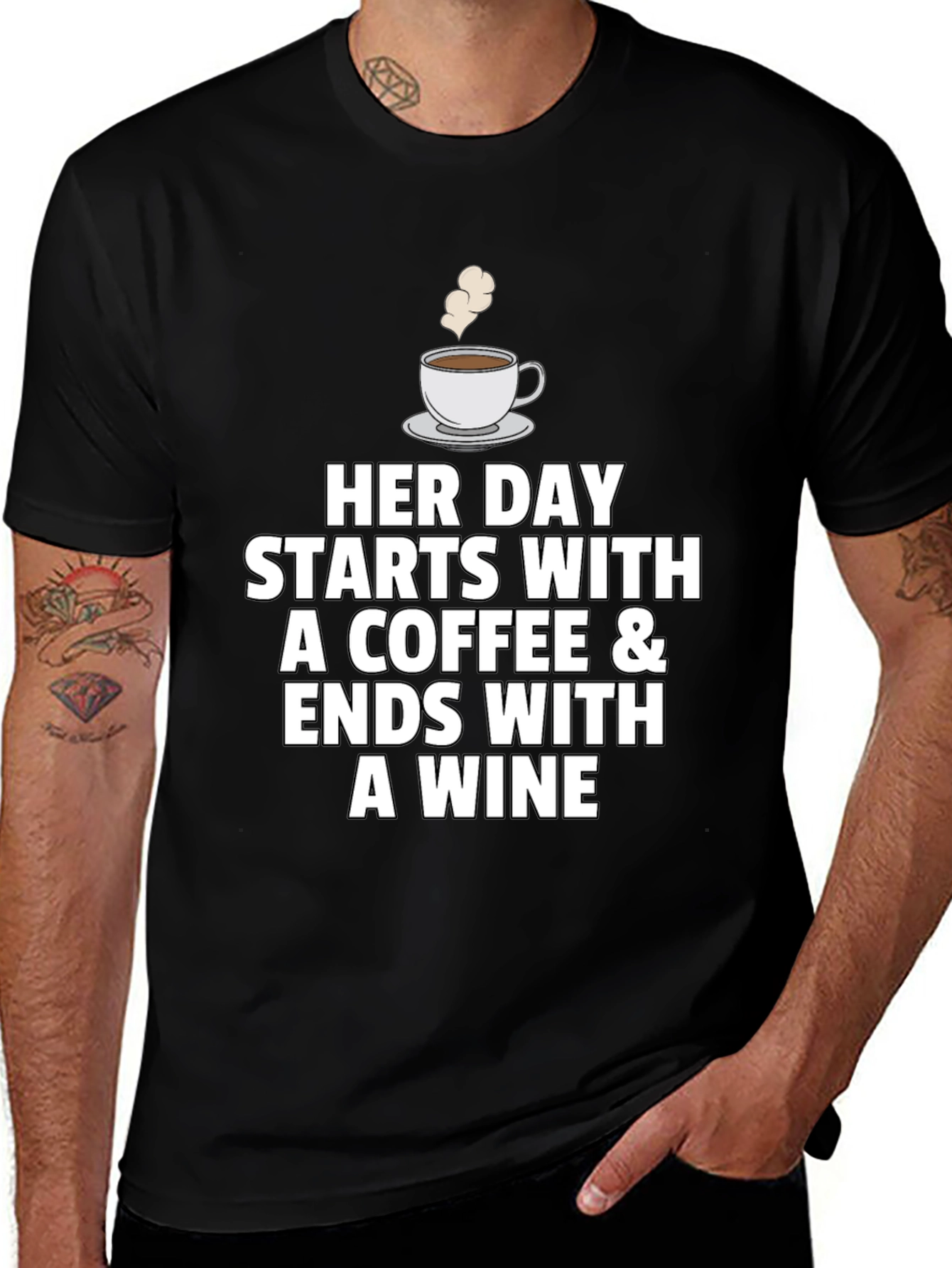 Coffee and Wine T-Shirt - Womens Daily Wear