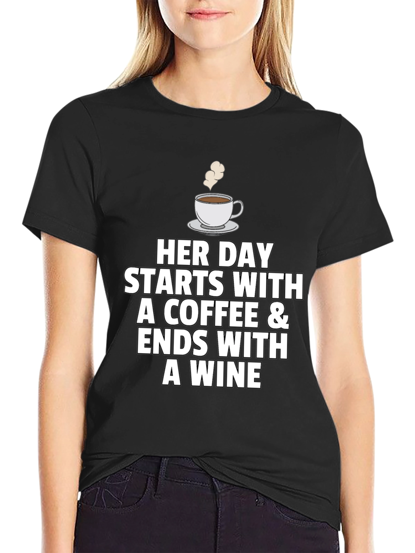 Coffee and Wine T-Shirt - Womens Daily Wear
