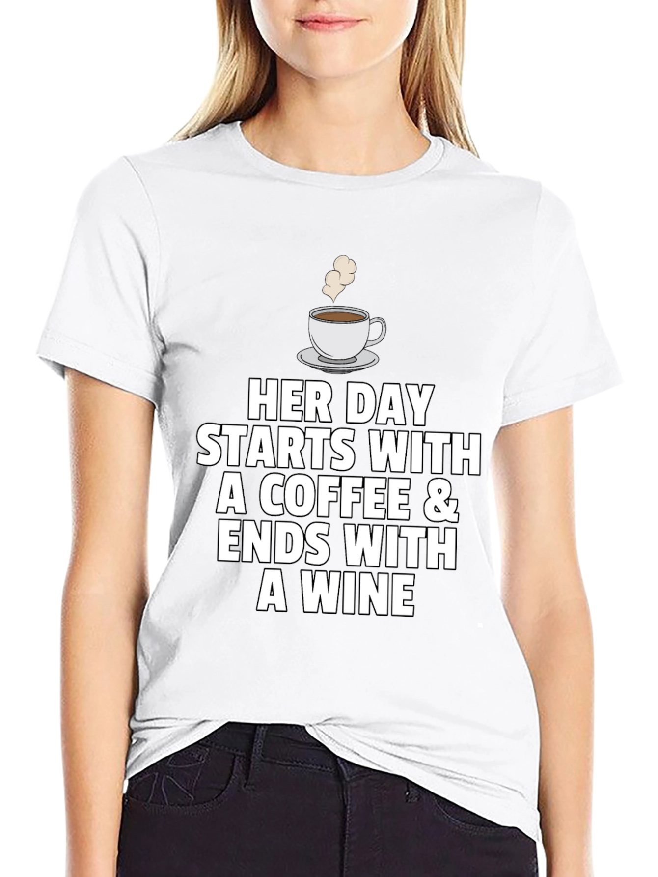 Coffee and Wine T-Shirt - Womens Daily Wear