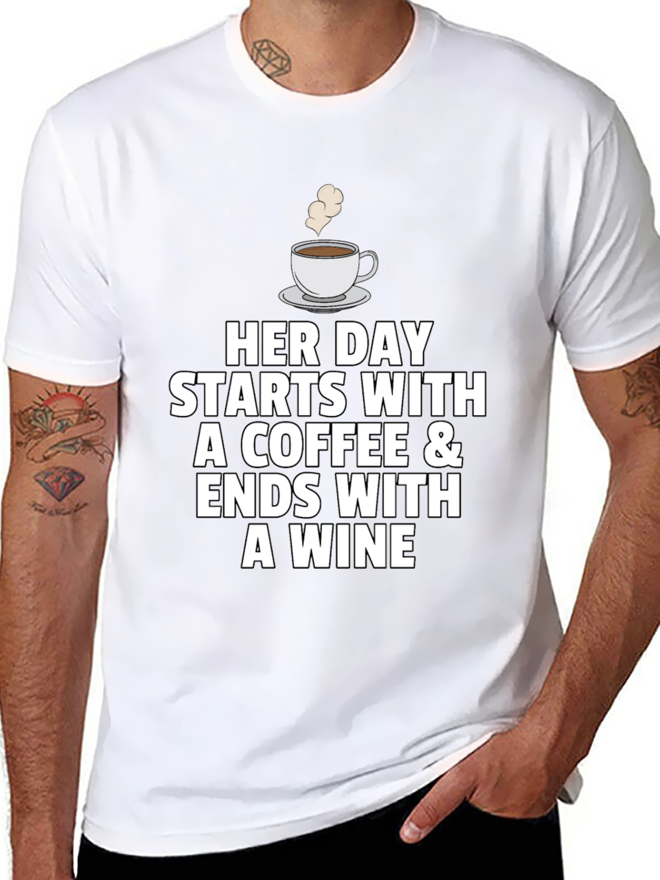 Coffee and Wine T-Shirt - Womens Daily Wear